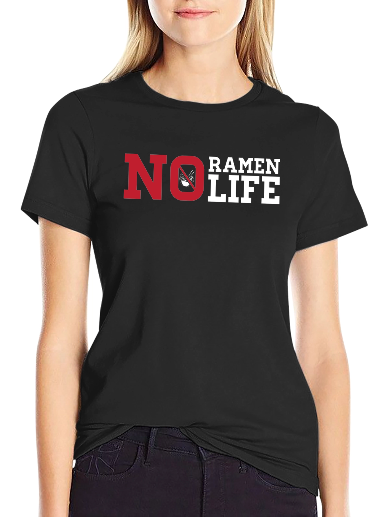 No Ramen Life Black T-Shirt Funny Graphic Tee