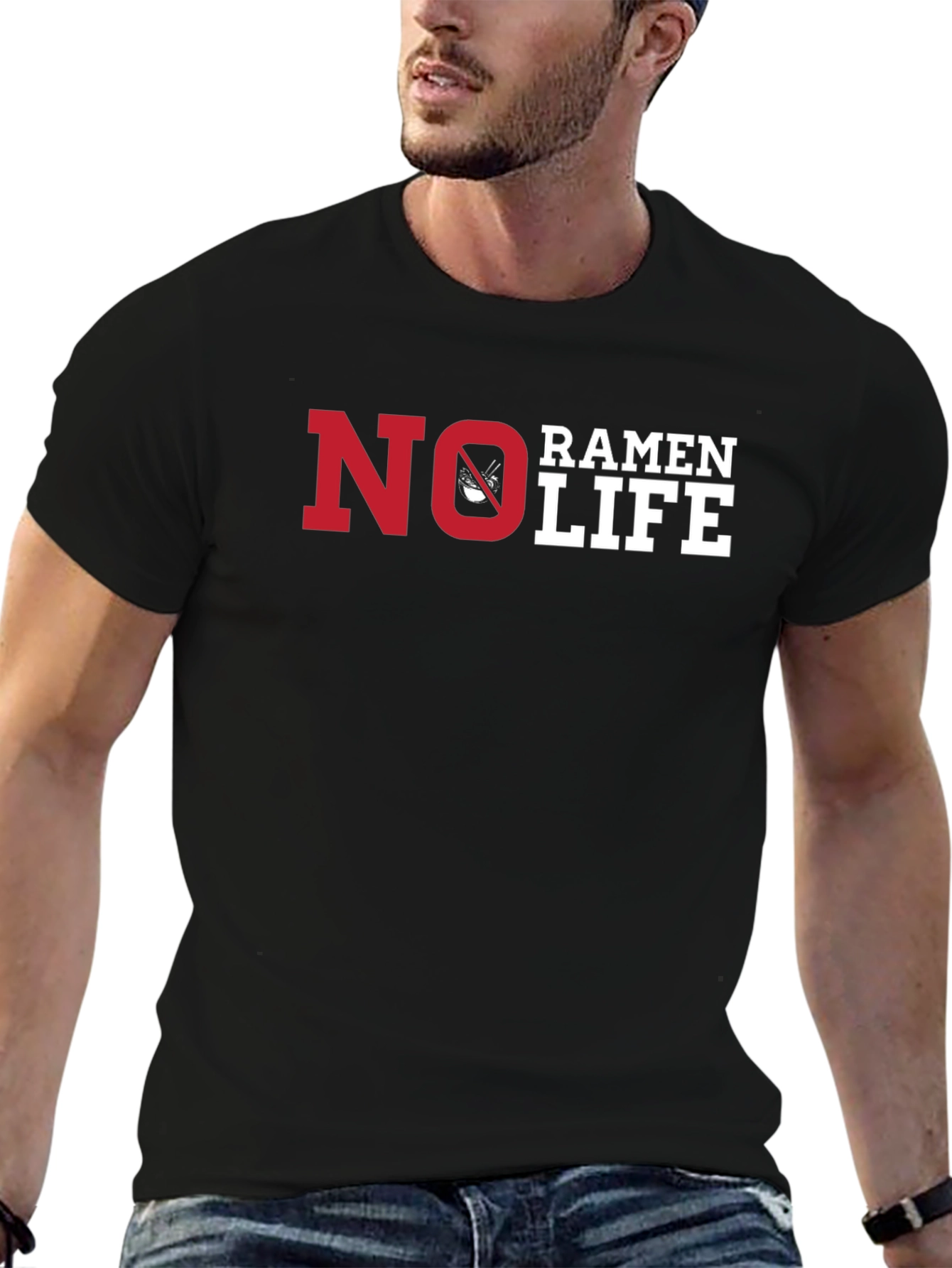 No Ramen Life Black T-Shirt Funny Graphic Tee