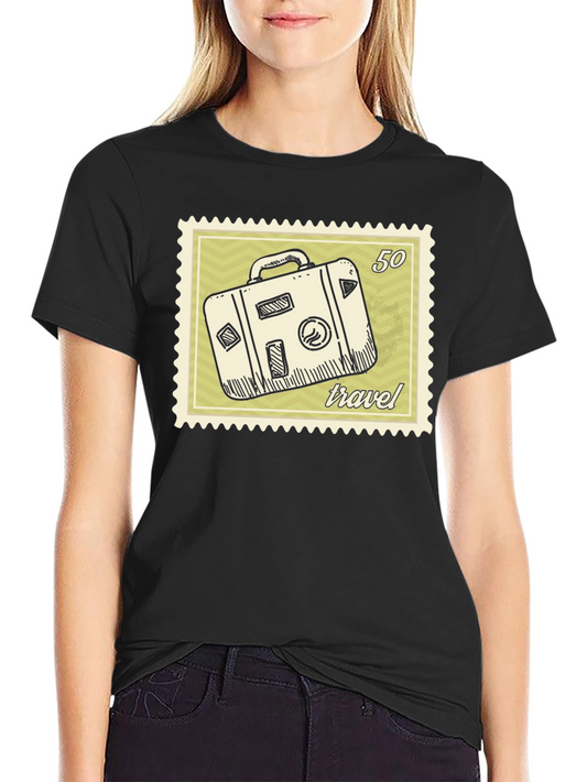 Travel Stamp Tee: Vintage Suitcase Design