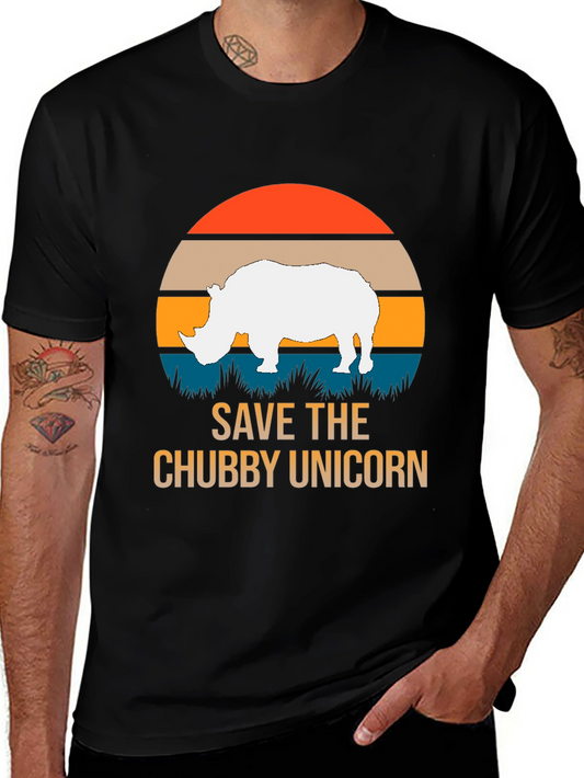 Save the Chubby Unicorn Rhino Graphic T-Shirt