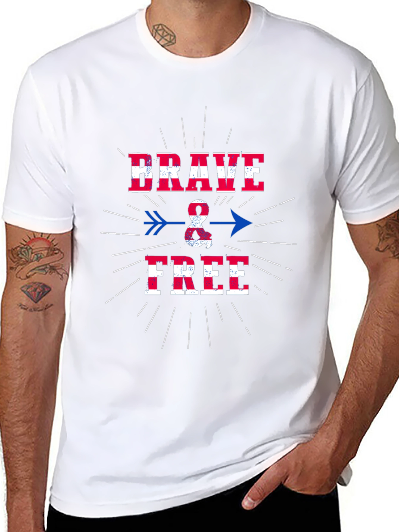 Brave & Free Graphic T-Shirt - Patriotic USA Design