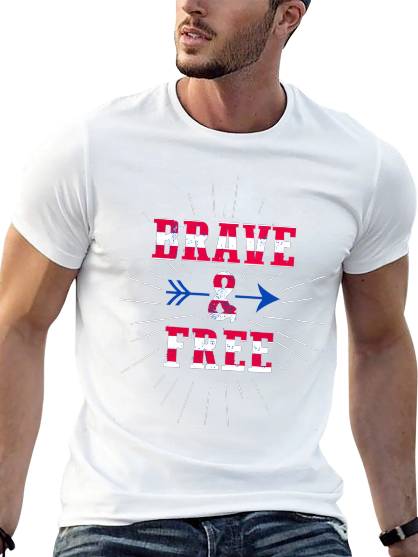 Brave & Free Graphic T-Shirt - Patriotic USA Design
