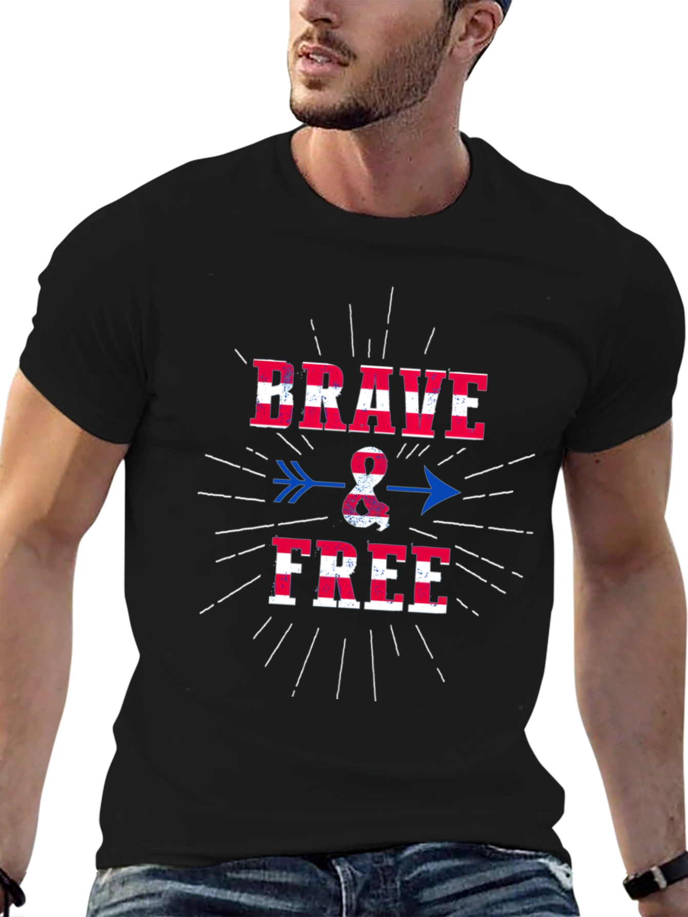Brave & Free Graphic T-Shirt - Patriotic USA Design