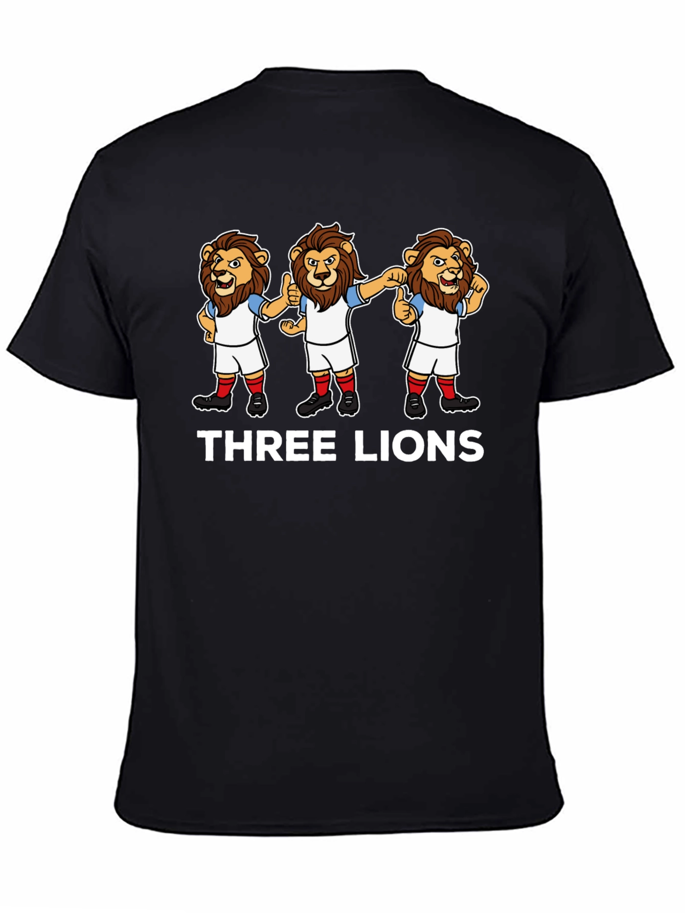 Three Lions Cartoon Graphic T-Shirt - Black
