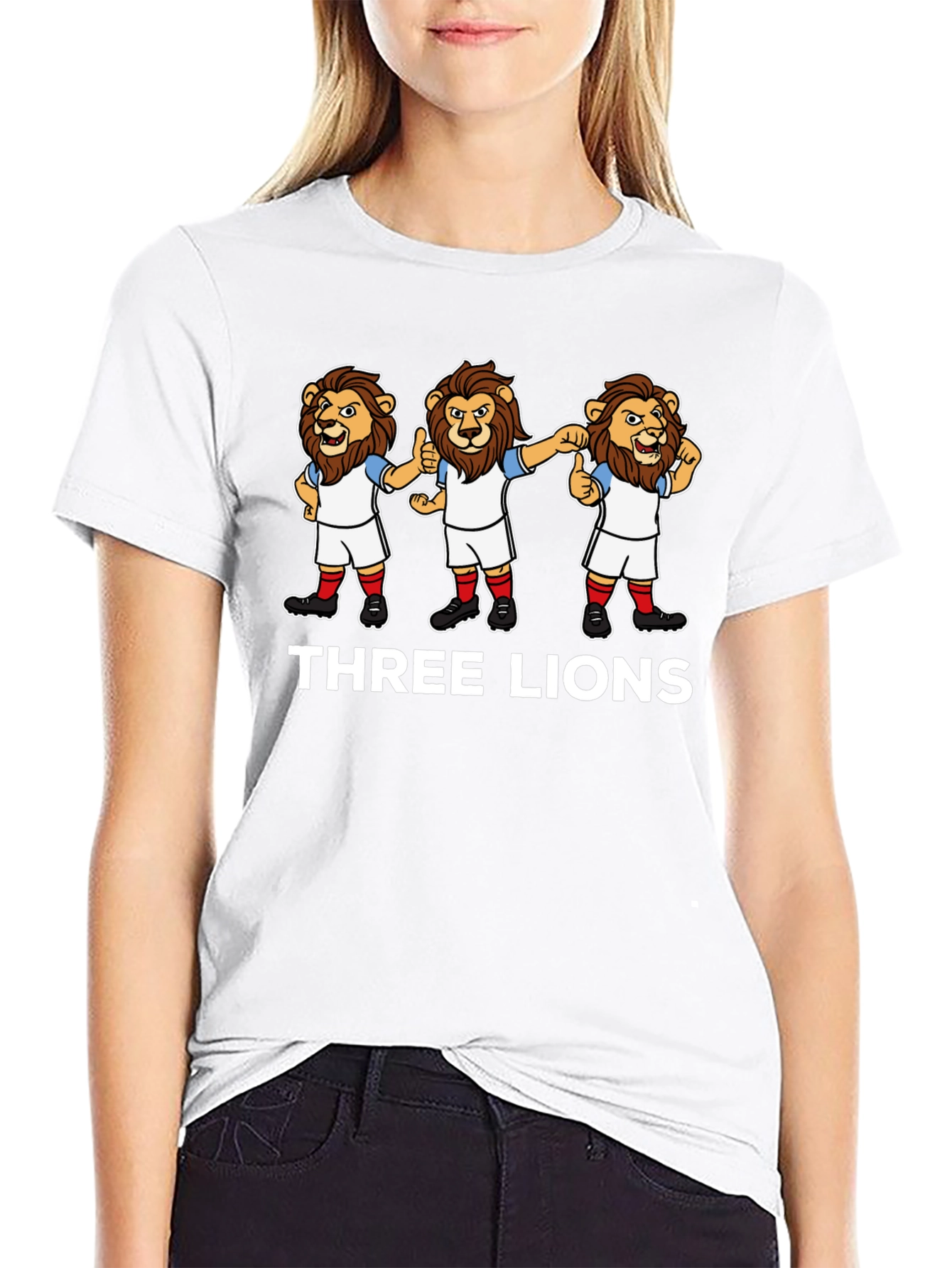 Three Lions Cartoon Graphic T-Shirt - Black