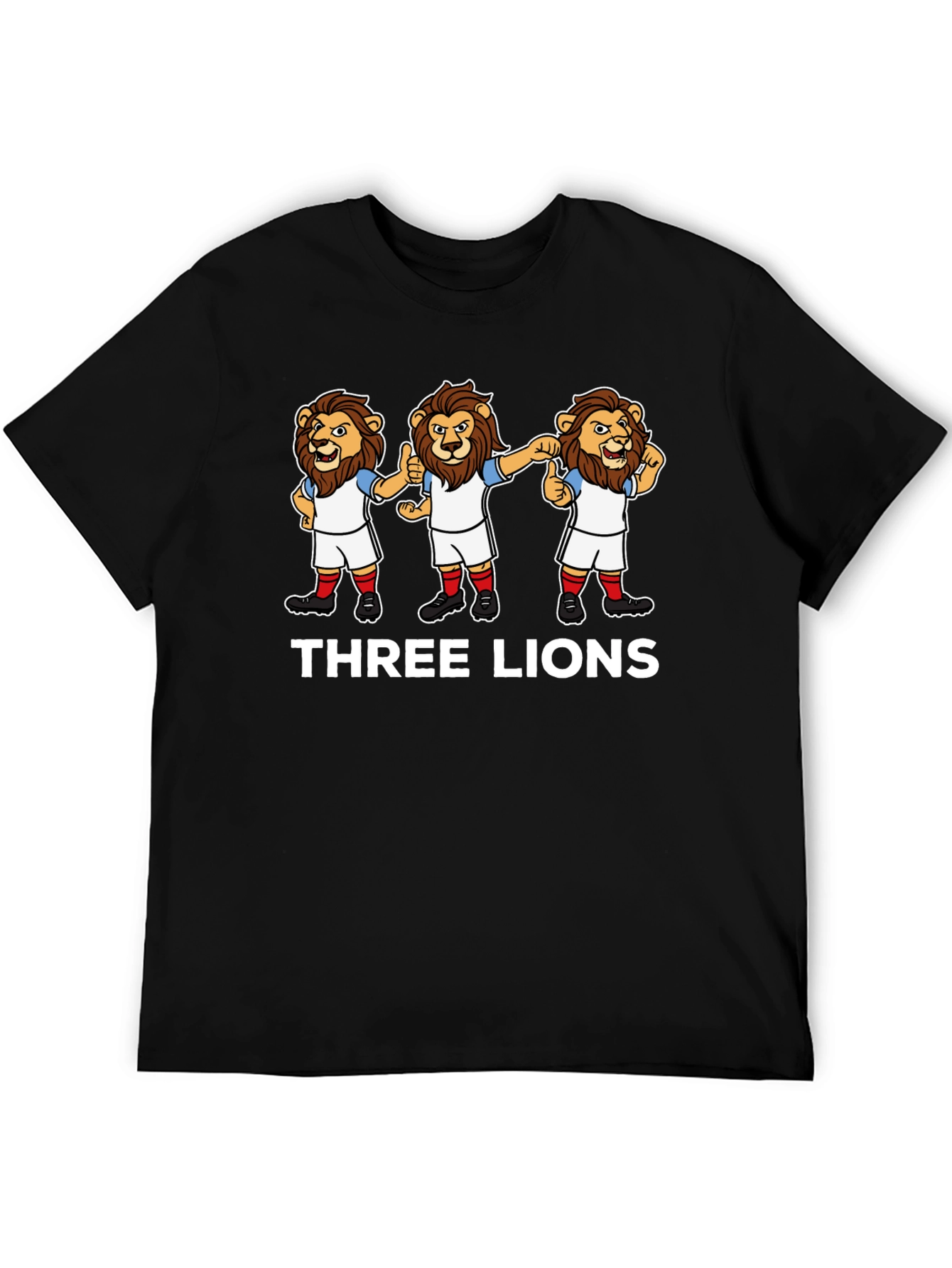 Three Lions Cartoon Graphic T-Shirt - Black