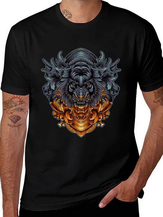 Tiger Ornamental Graphic Black T-Shirt