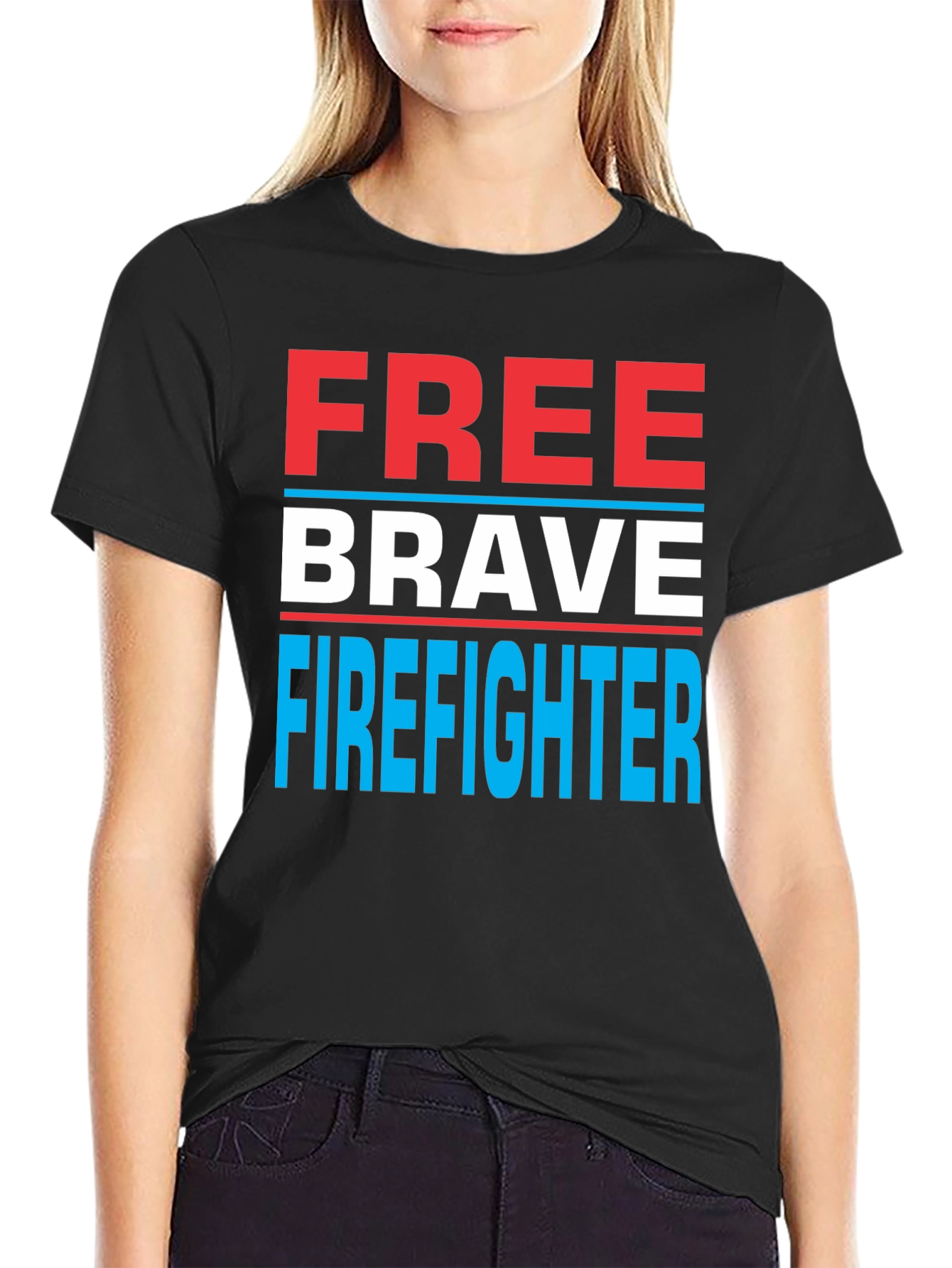 Free Brave Firefighter Graphic T-Shirt