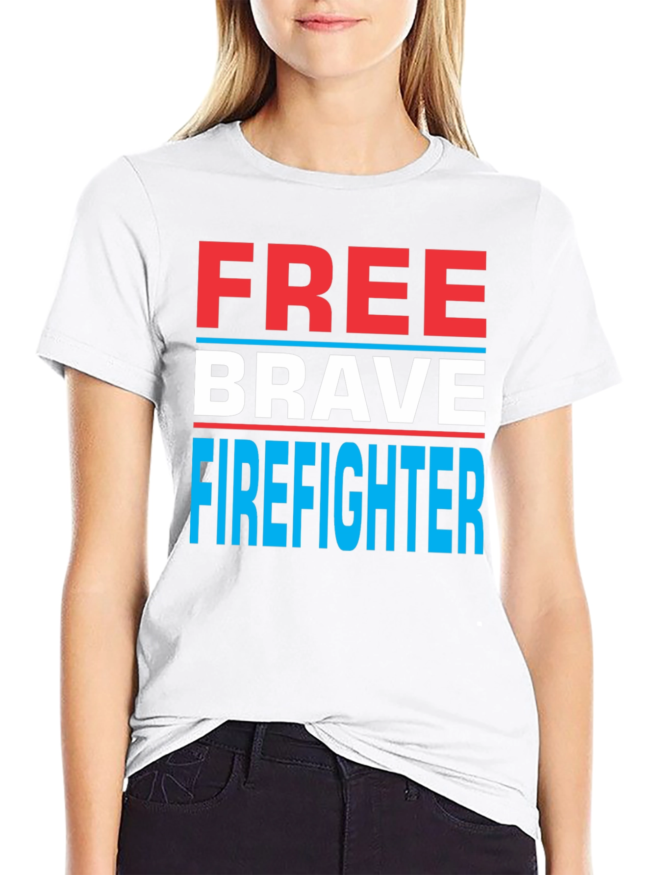 Free Brave Firefighter Graphic T-Shirt