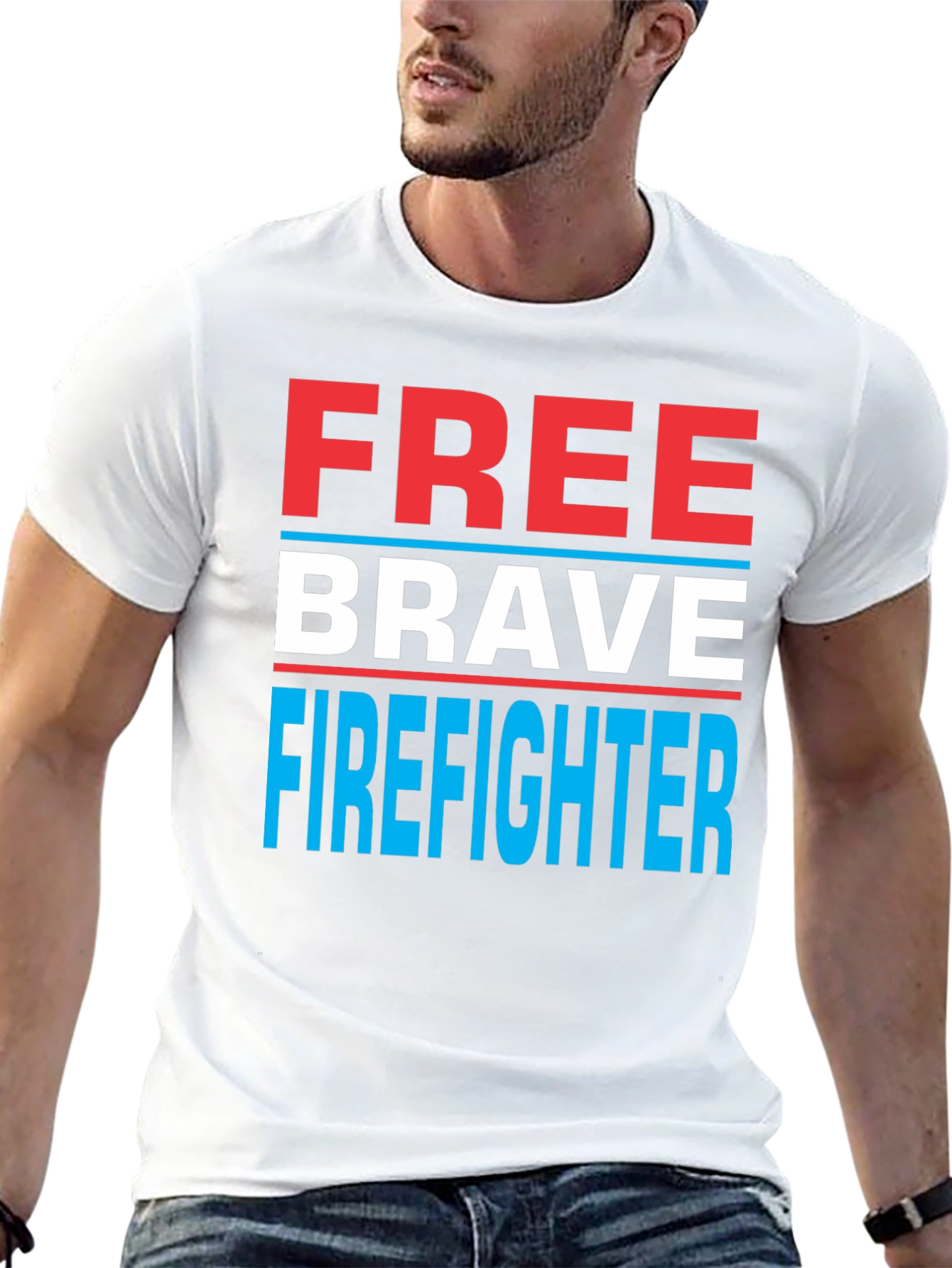 Free Brave Firefighter Graphic T-Shirt