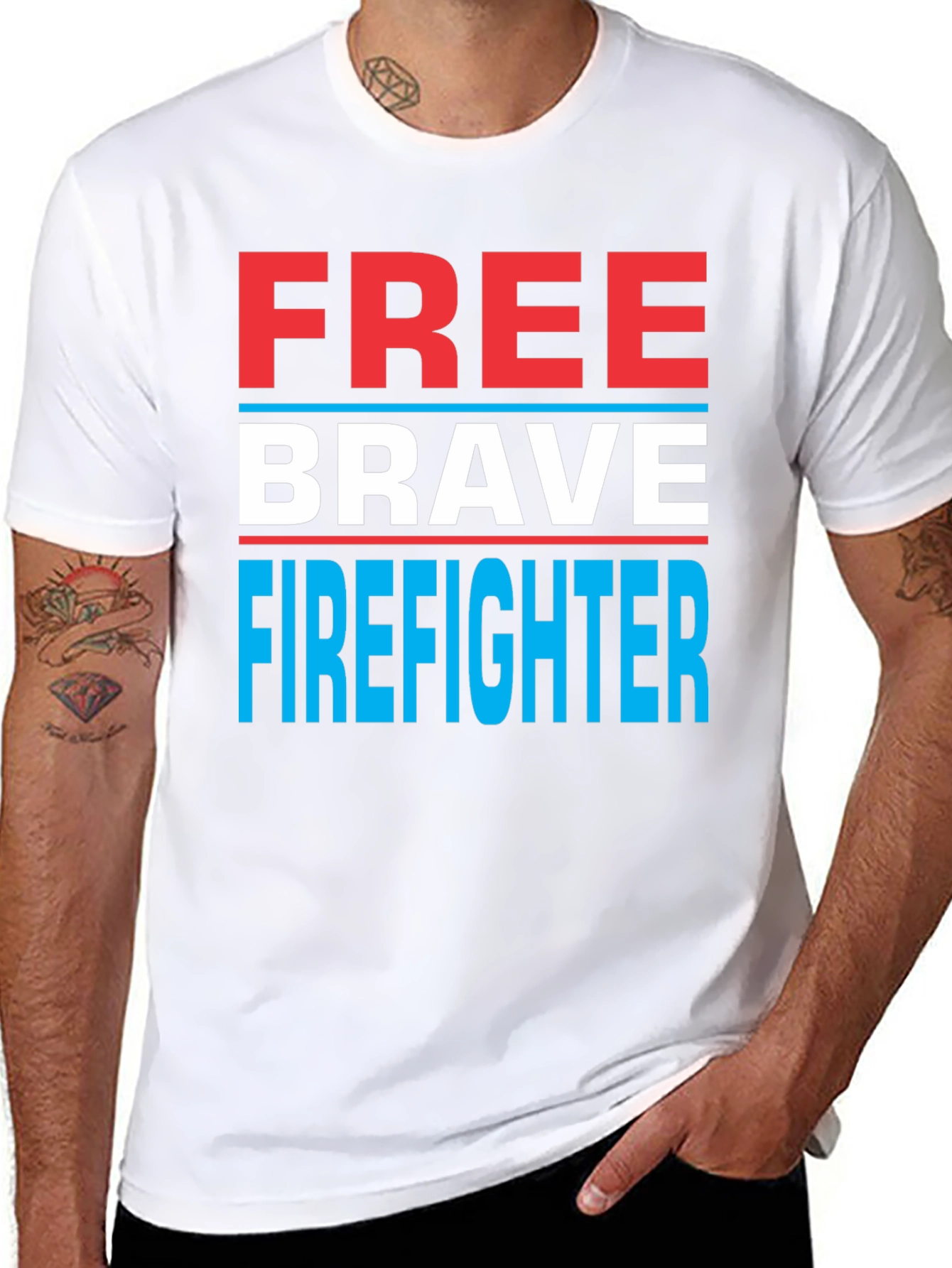 Free Brave Firefighter Graphic T-Shirt