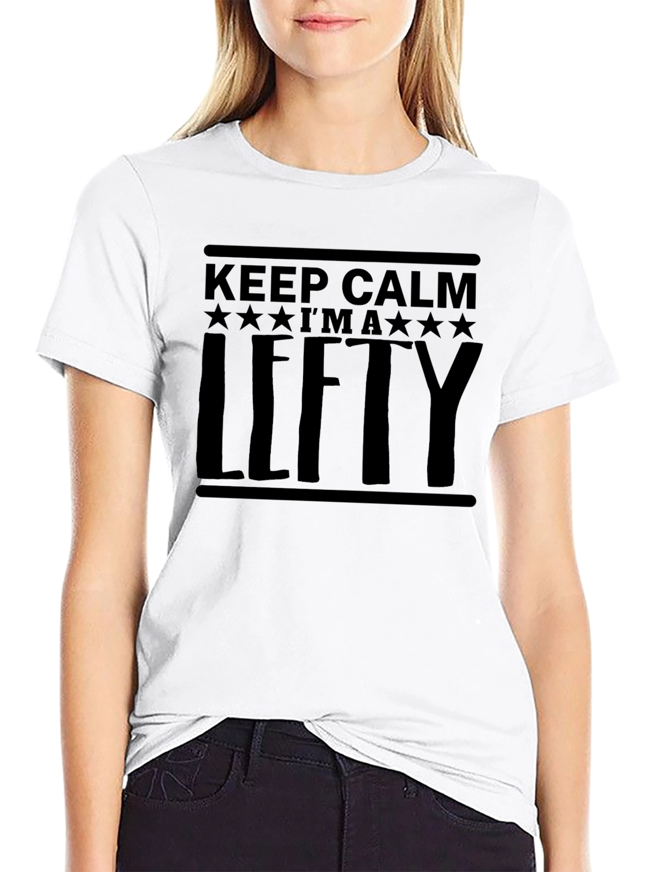 Keep Calm Im a Lefty Black Graphic Tee Shirt