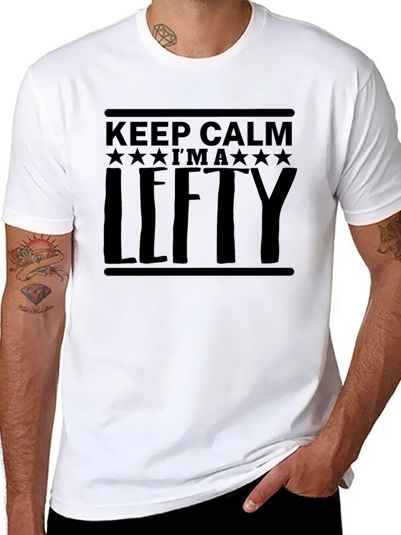 Keep Calm Im a Lefty Black Graphic Tee Shirt