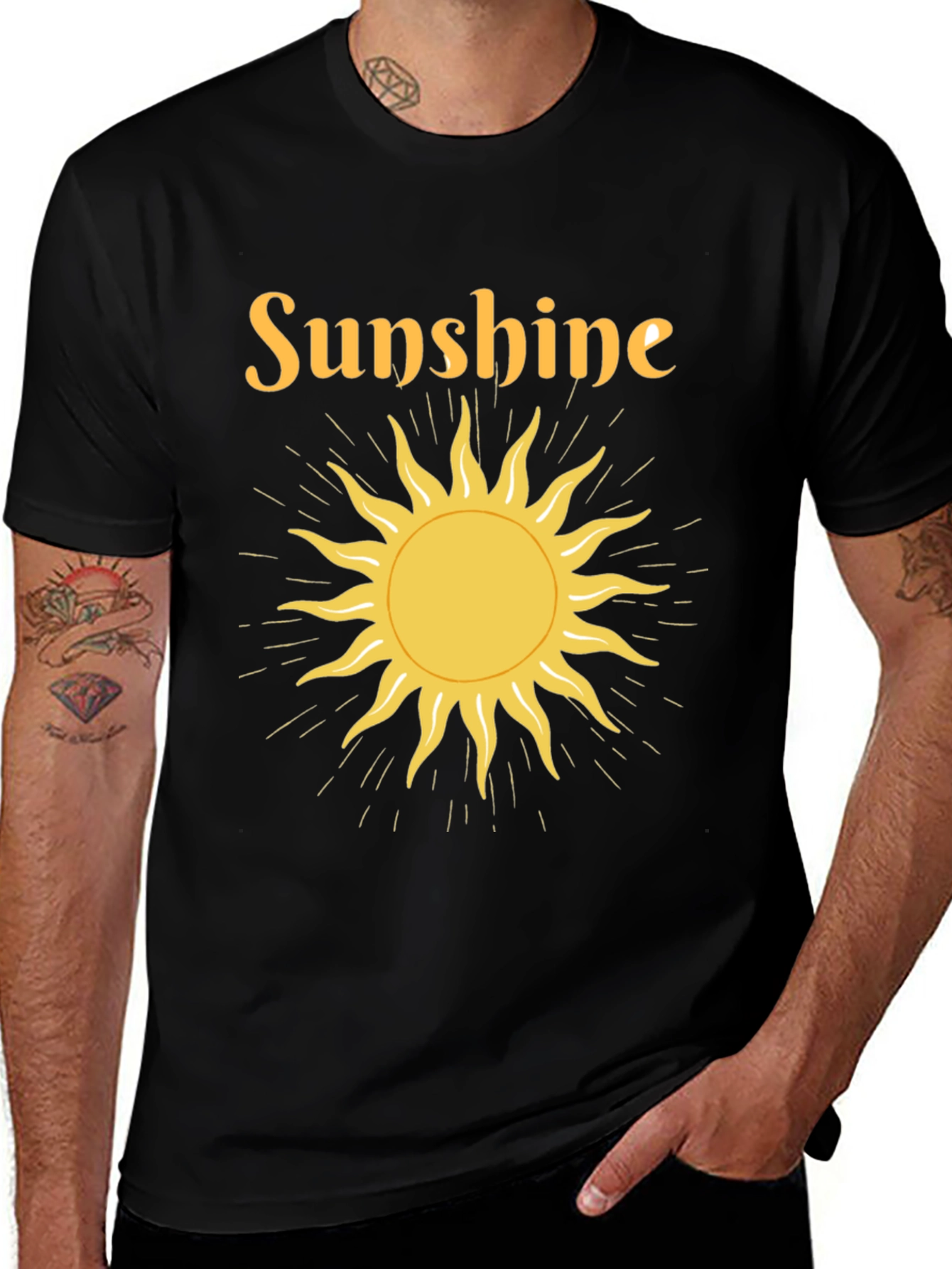 Sunshine Graphic Tee - Black Crew Neck T-Shirt