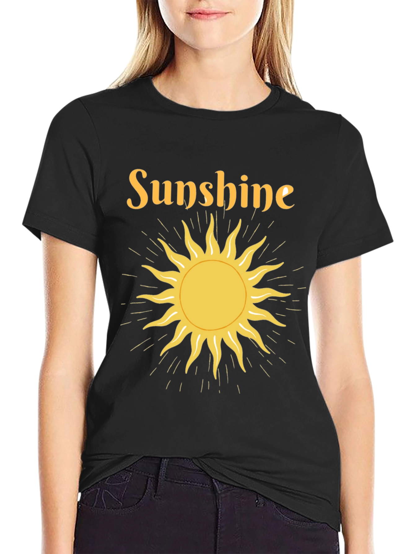Sunshine Graphic Tee - Black Crew Neck T-Shirt