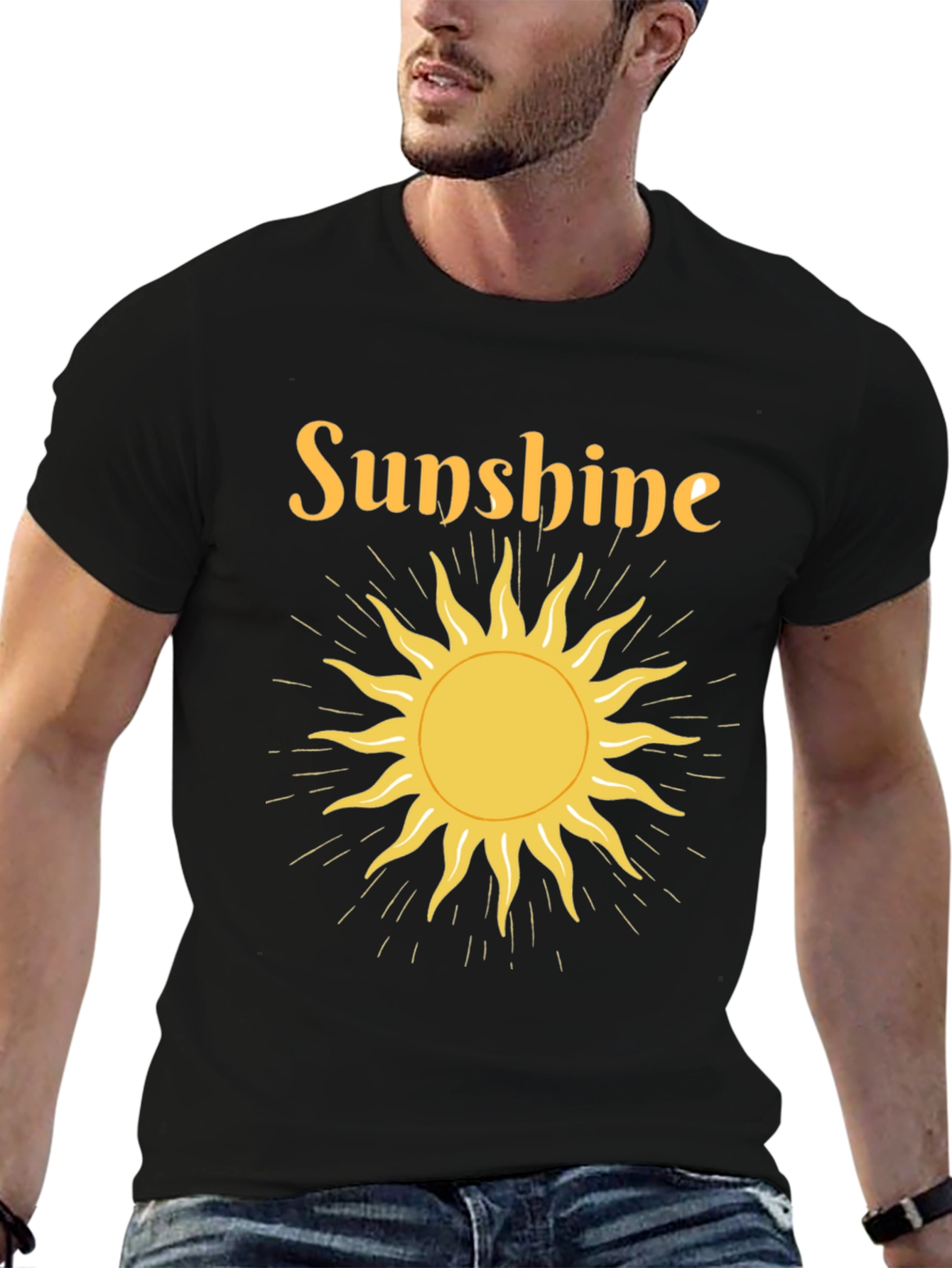 Sunshine Graphic Tee - Black Crew Neck T-Shirt