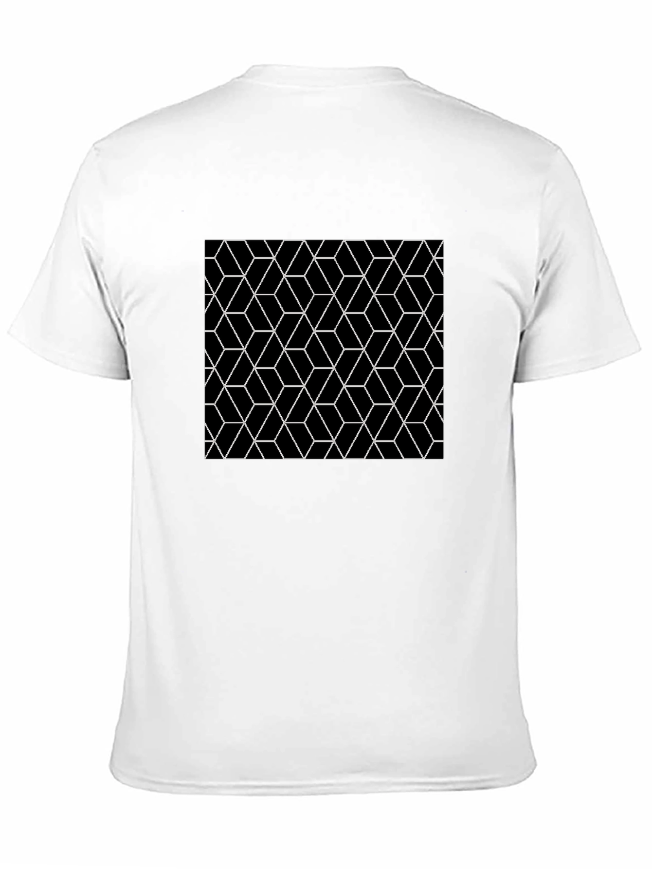 Geometric Cube Pattern Black T-Shirt