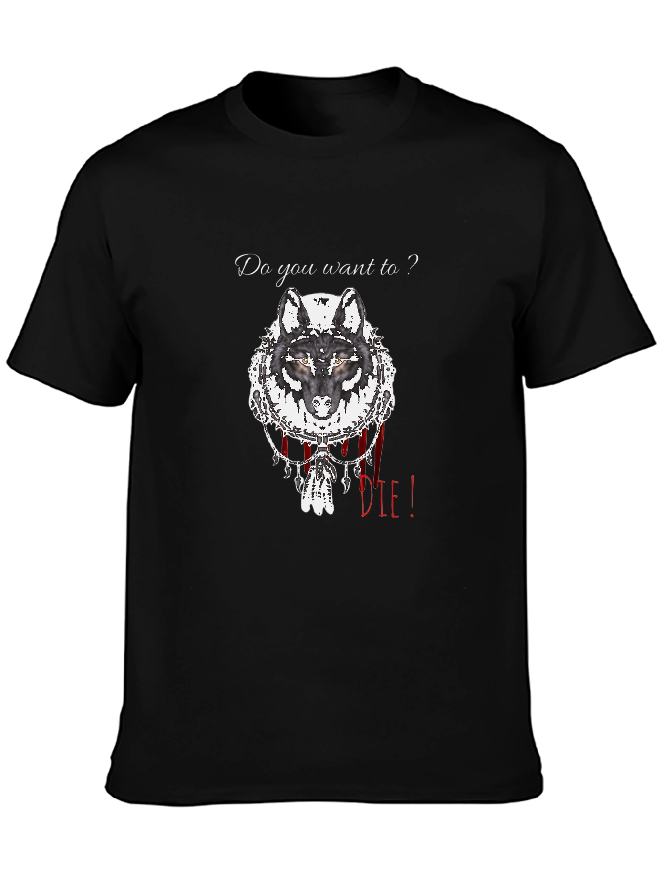 Wolf Graphic Print Crew Neck T-Shirt