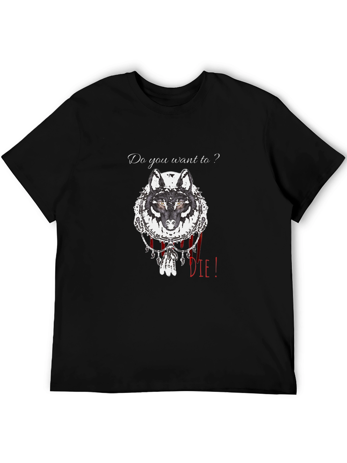 Wolf Graphic Print Crew Neck T-Shirt