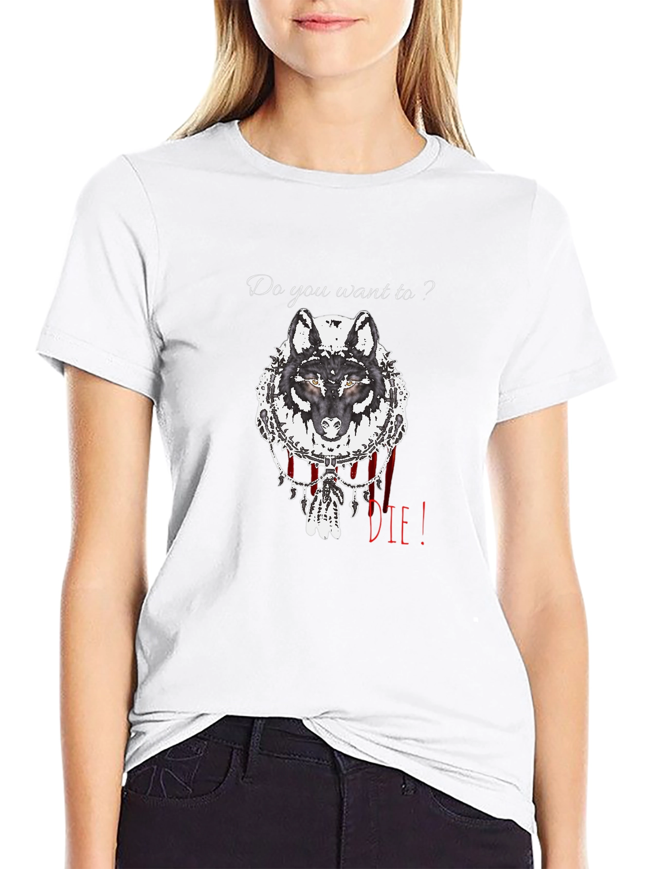 Wolf Graphic Print Crew Neck T-Shirt