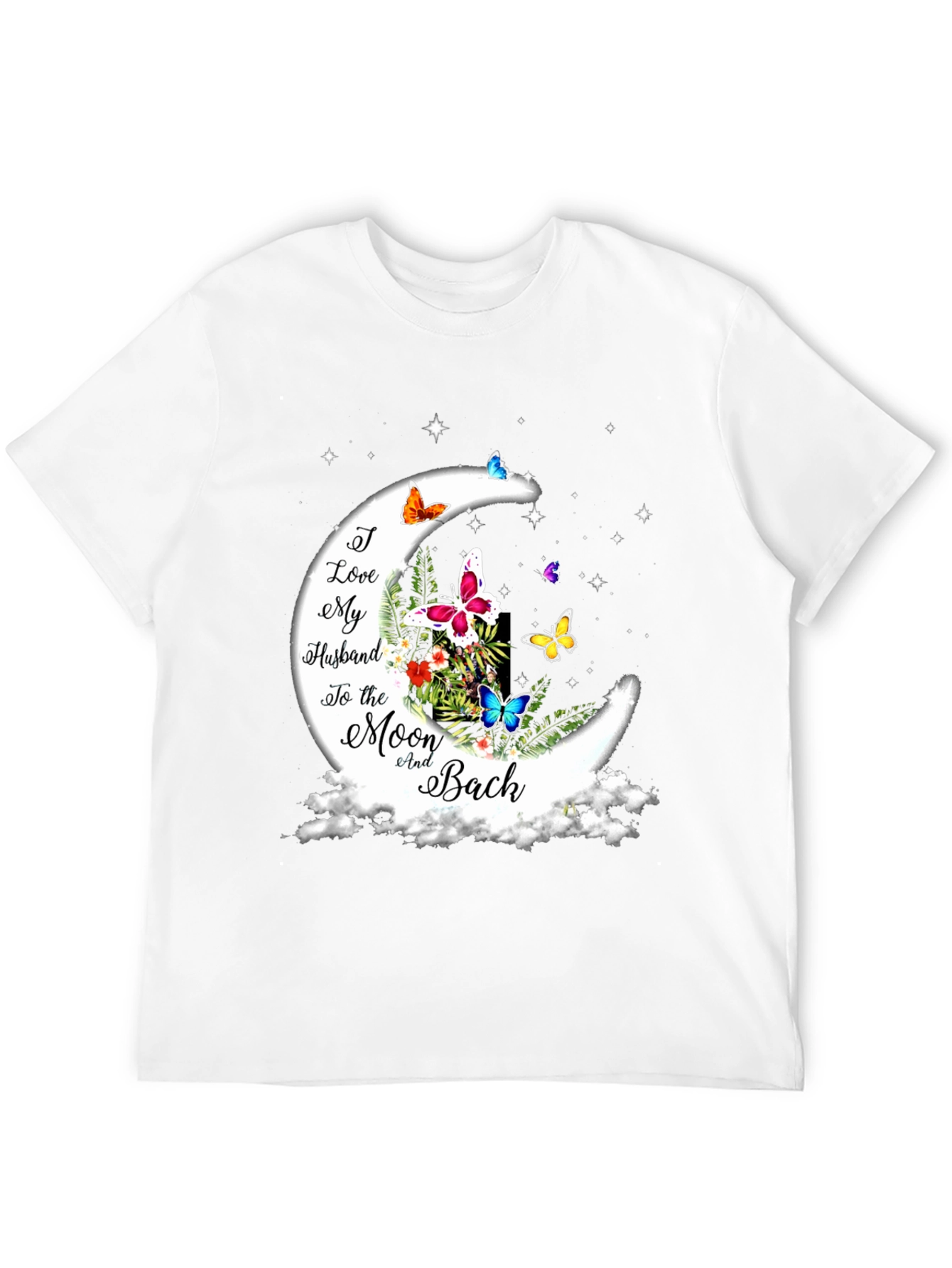 I Love My Husband Moon Butterfly Graphic Tee