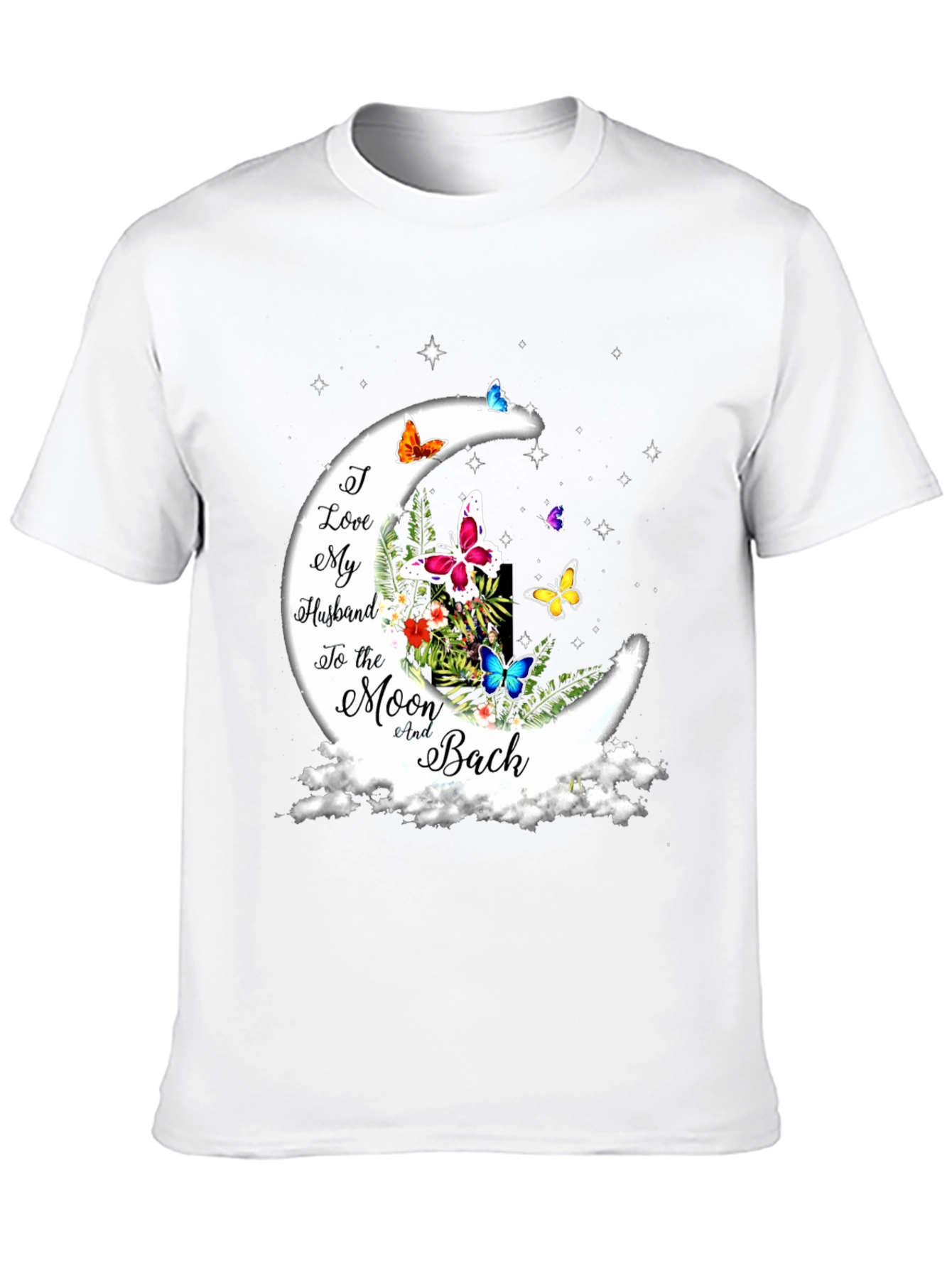 I Love My Husband Moon Butterfly Graphic Tee