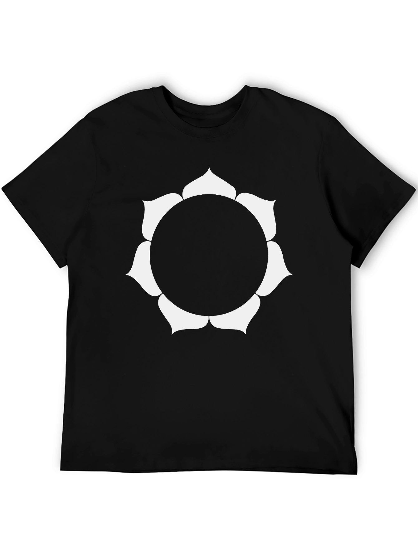 Black T-Shirt with White Floral Design