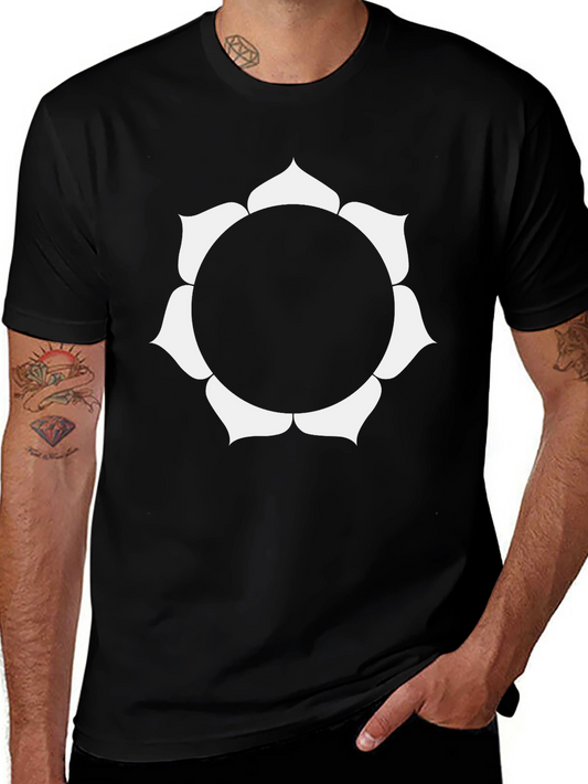 Black T-Shirt with White Floral Design