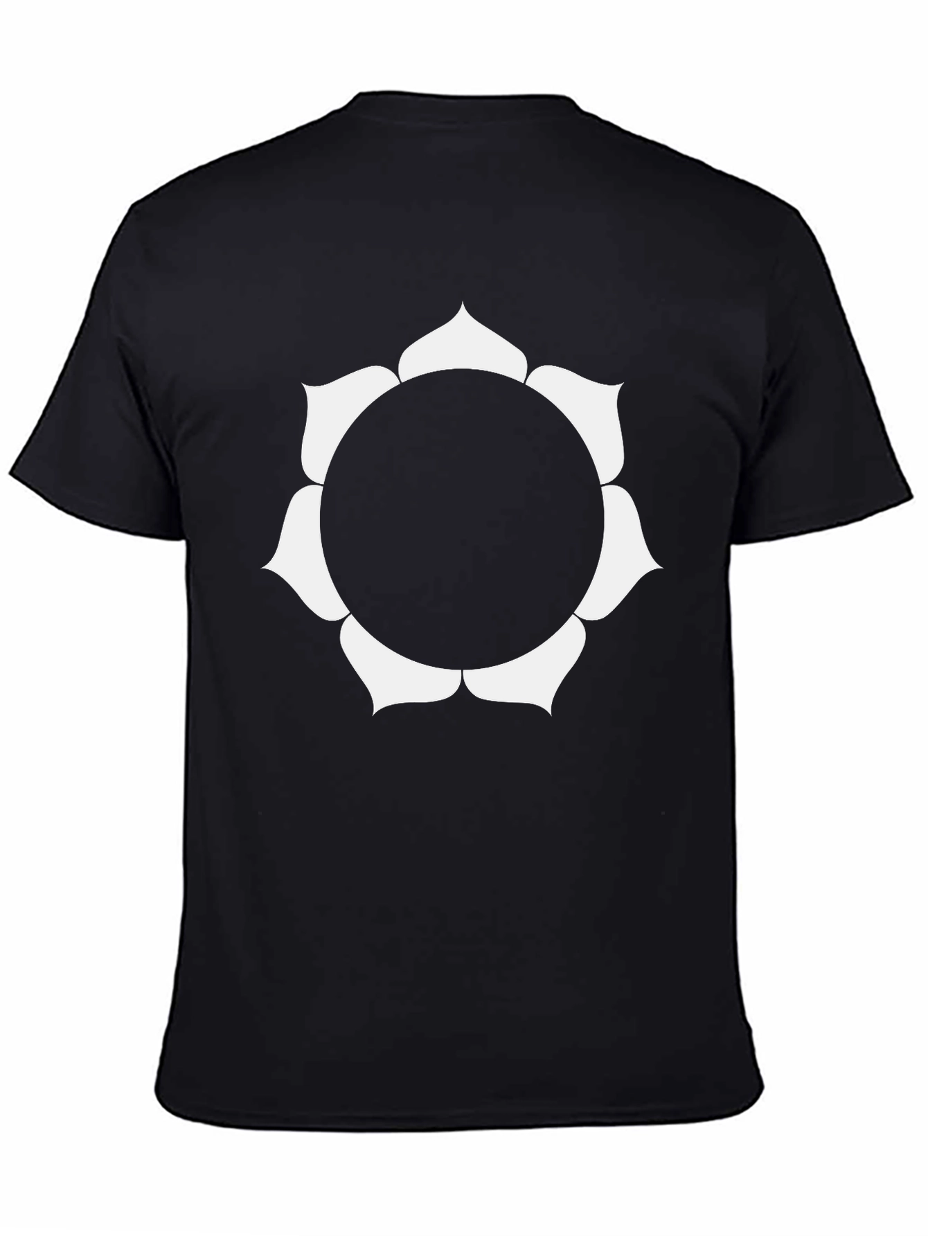 Black T-Shirt with White Floral Design