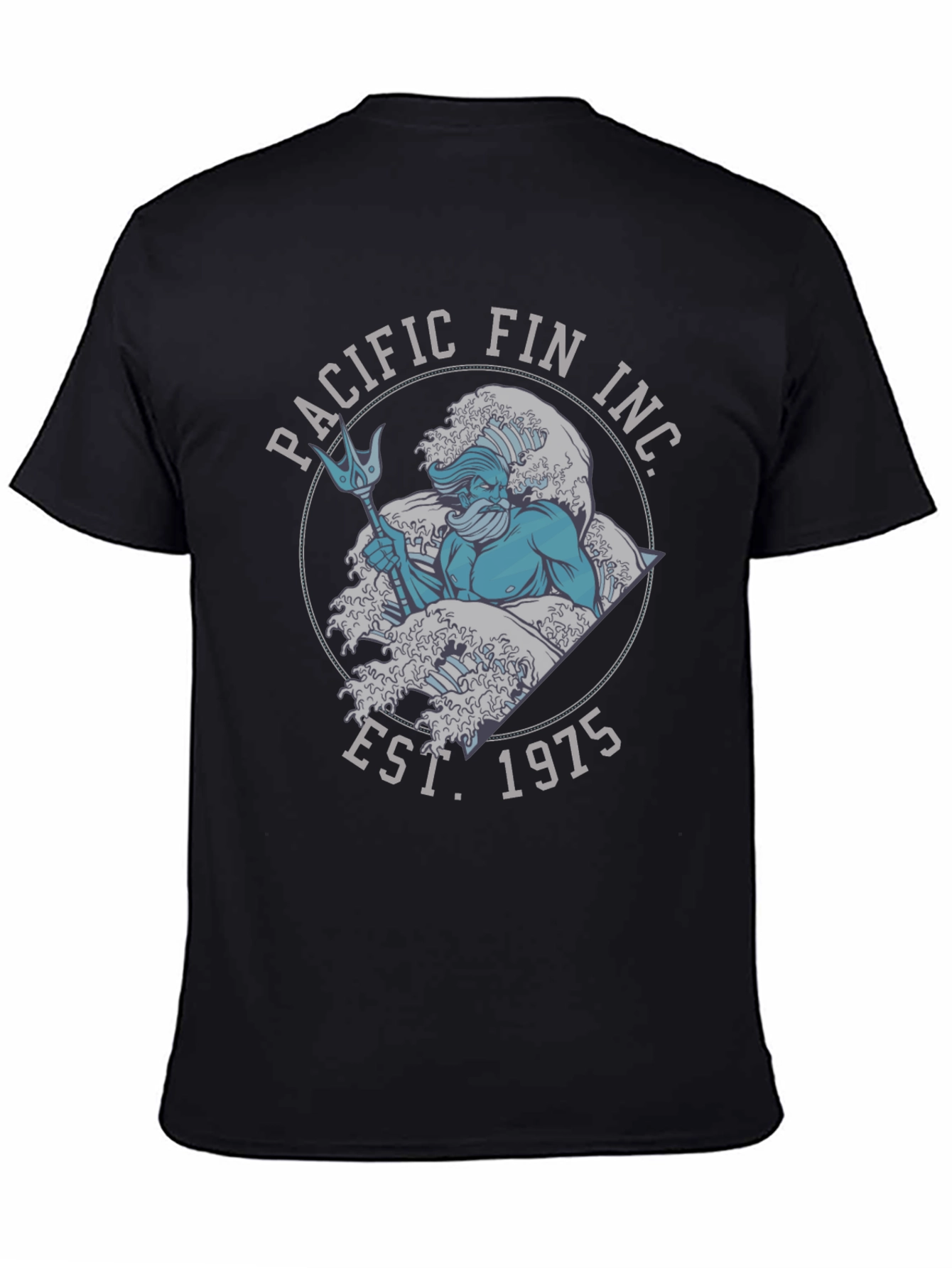 Pacific Fin Inc. Black T-Shirt with Nautical Design