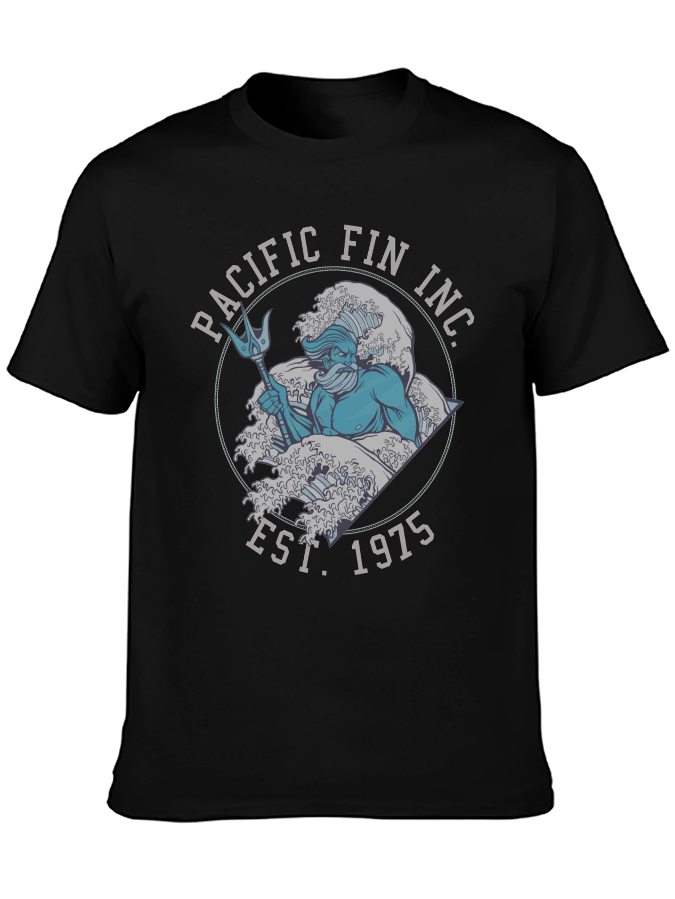 Pacific Fin Inc. Black T-Shirt with Nautical Design