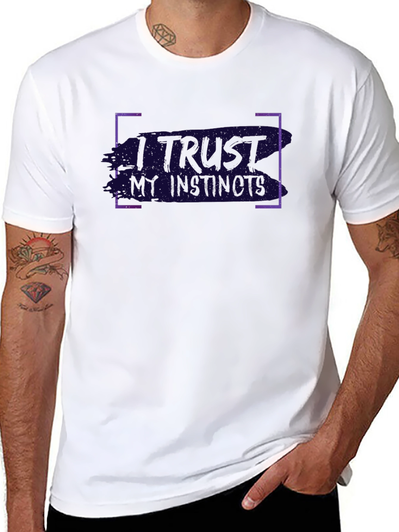 I Trust My Instincts Mens Black Graphic T-Shirt