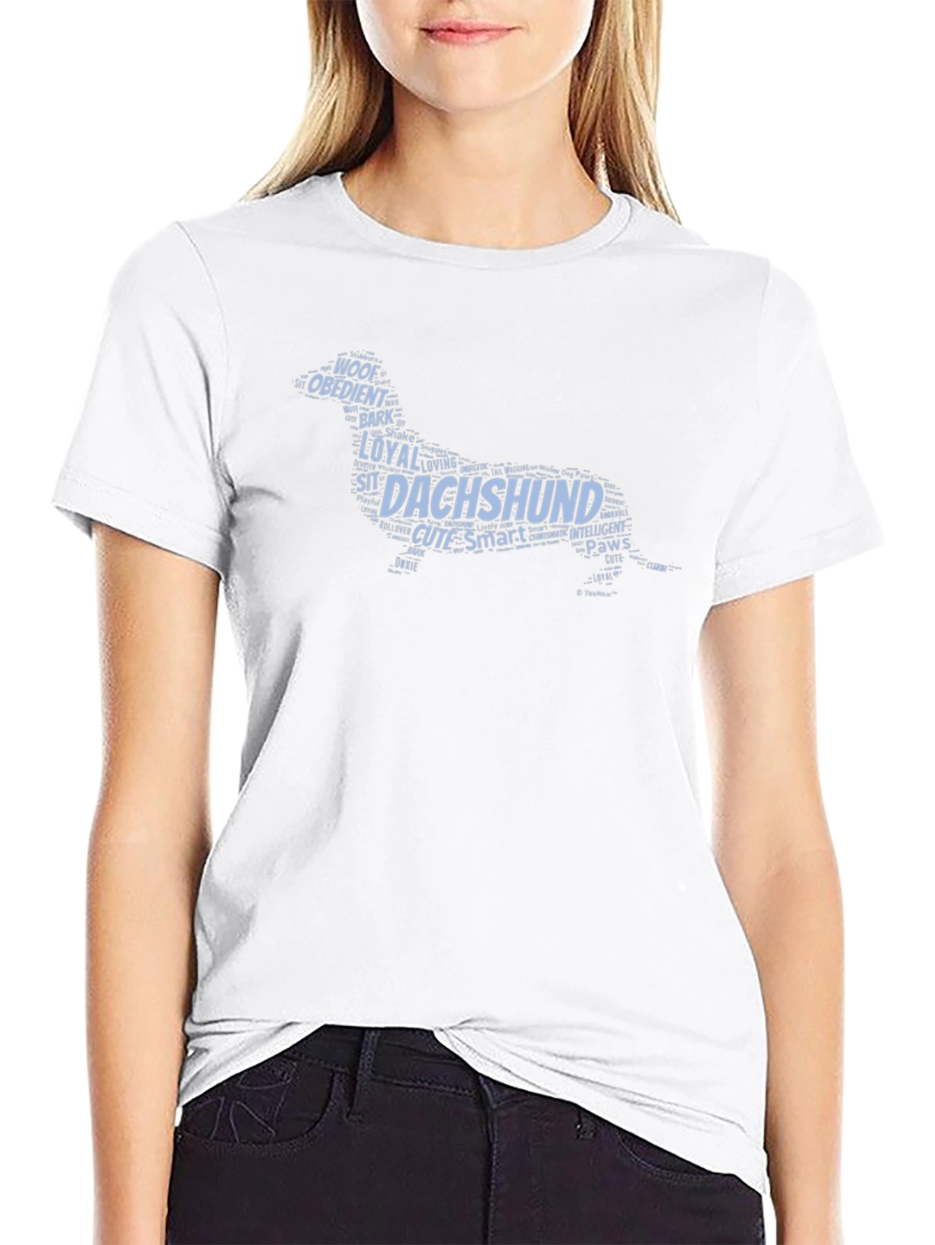Dachshund Word Art T-Shirt - Mens Black Tee