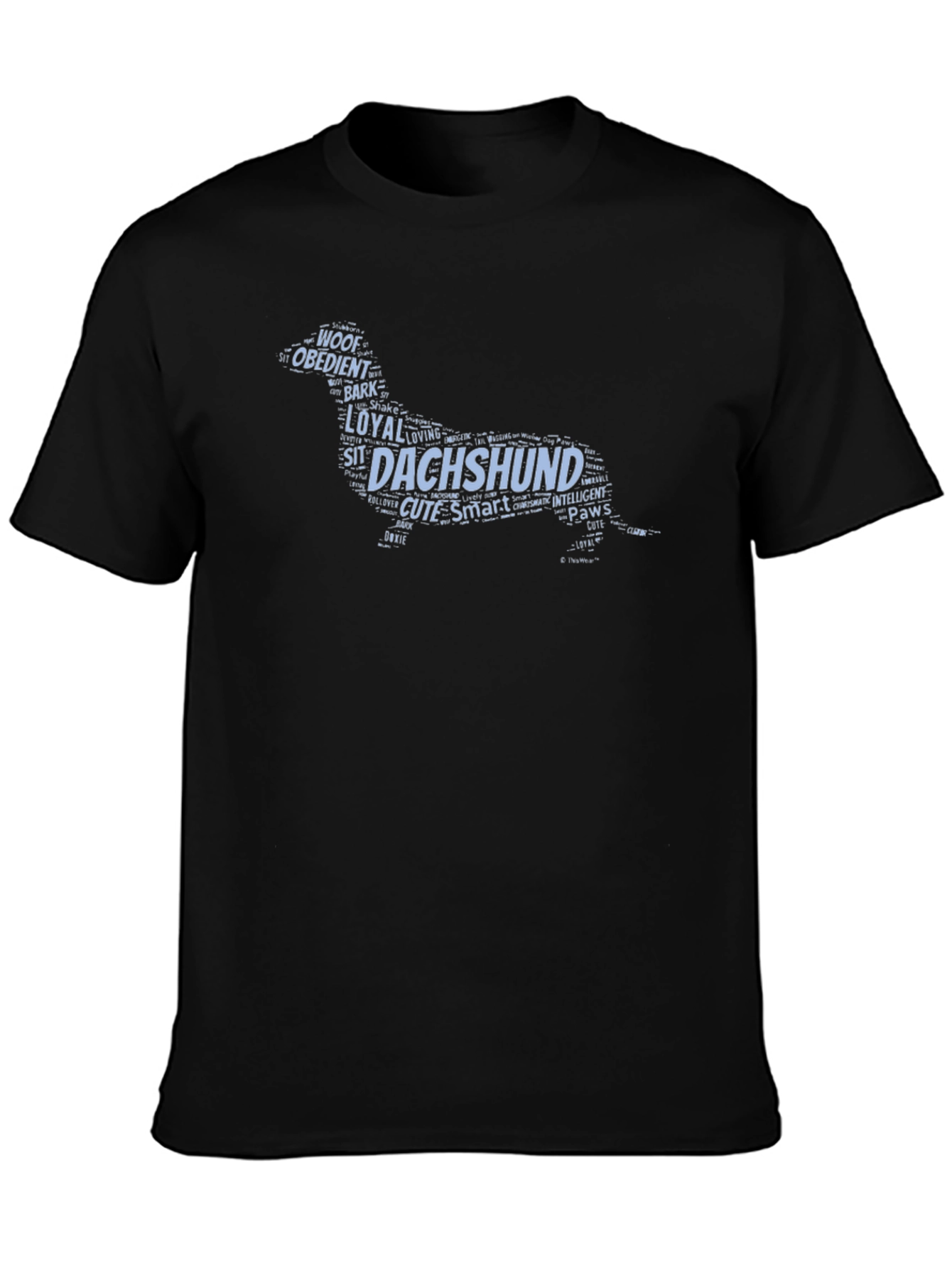 Dachshund Word Art T-Shirt - Mens Black Tee