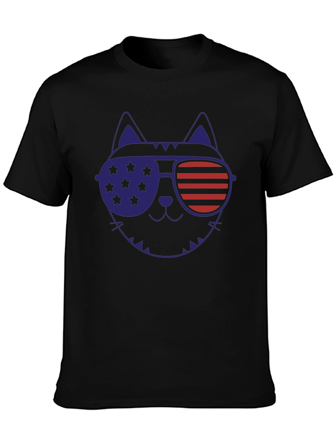 Patriotic Cat Sunglasses Graphic T-Shirt