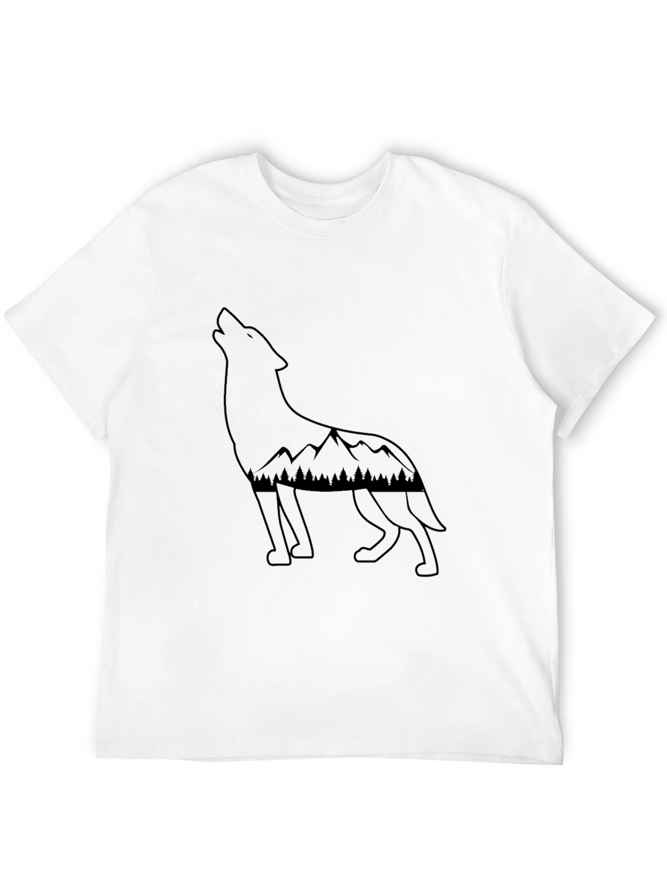 Wolf & Mountain Graphic Tee - Black
