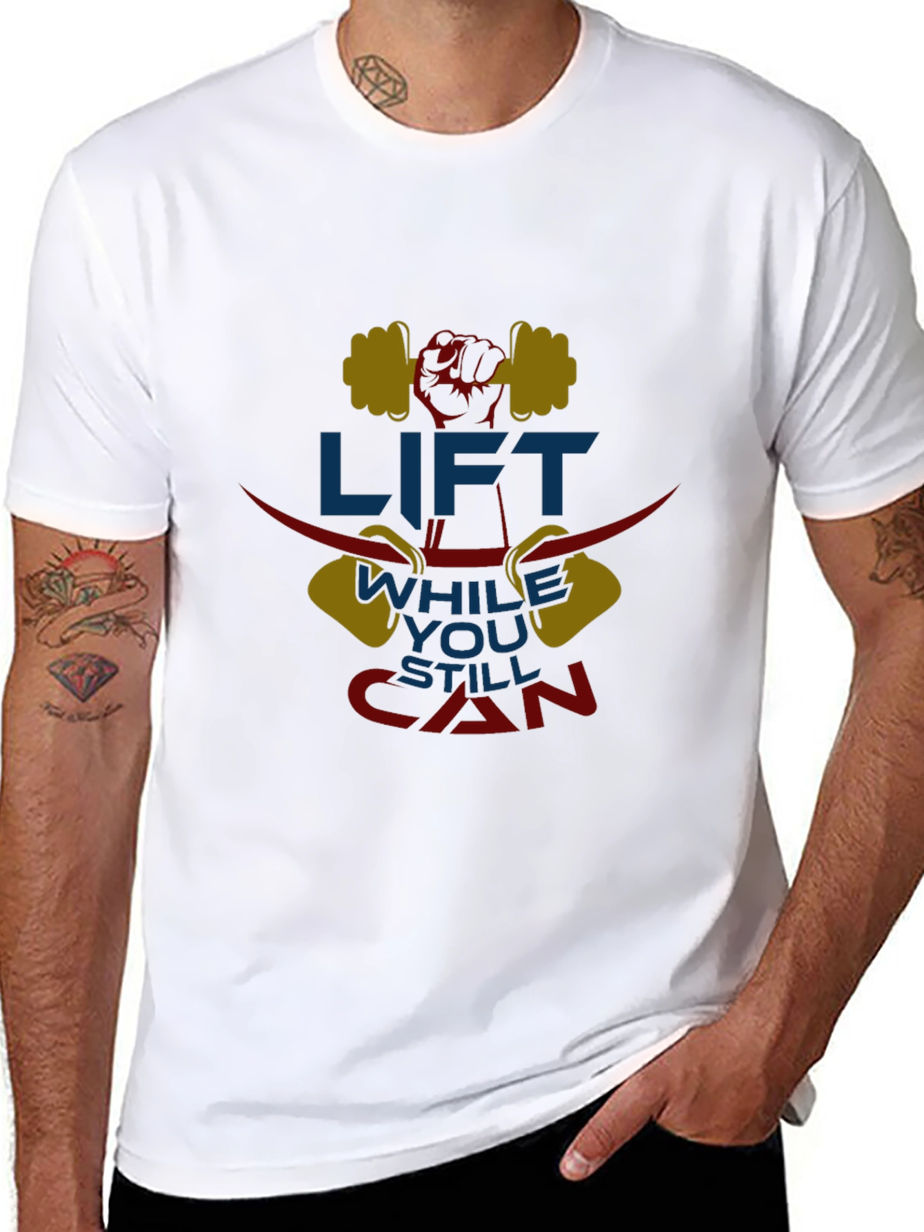 Lift While You Can T-Shirt Gym Workout Design