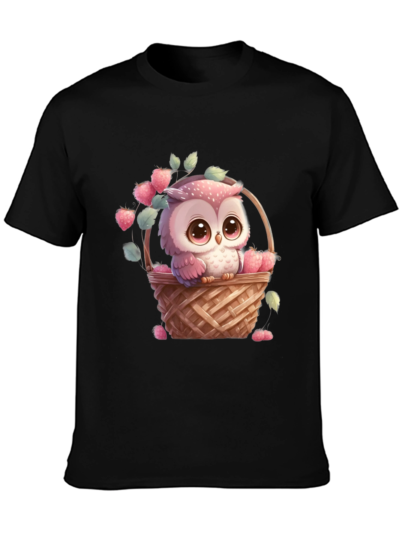Owl in Basket T-Shirt: Cute Cartoon Graphic Tee