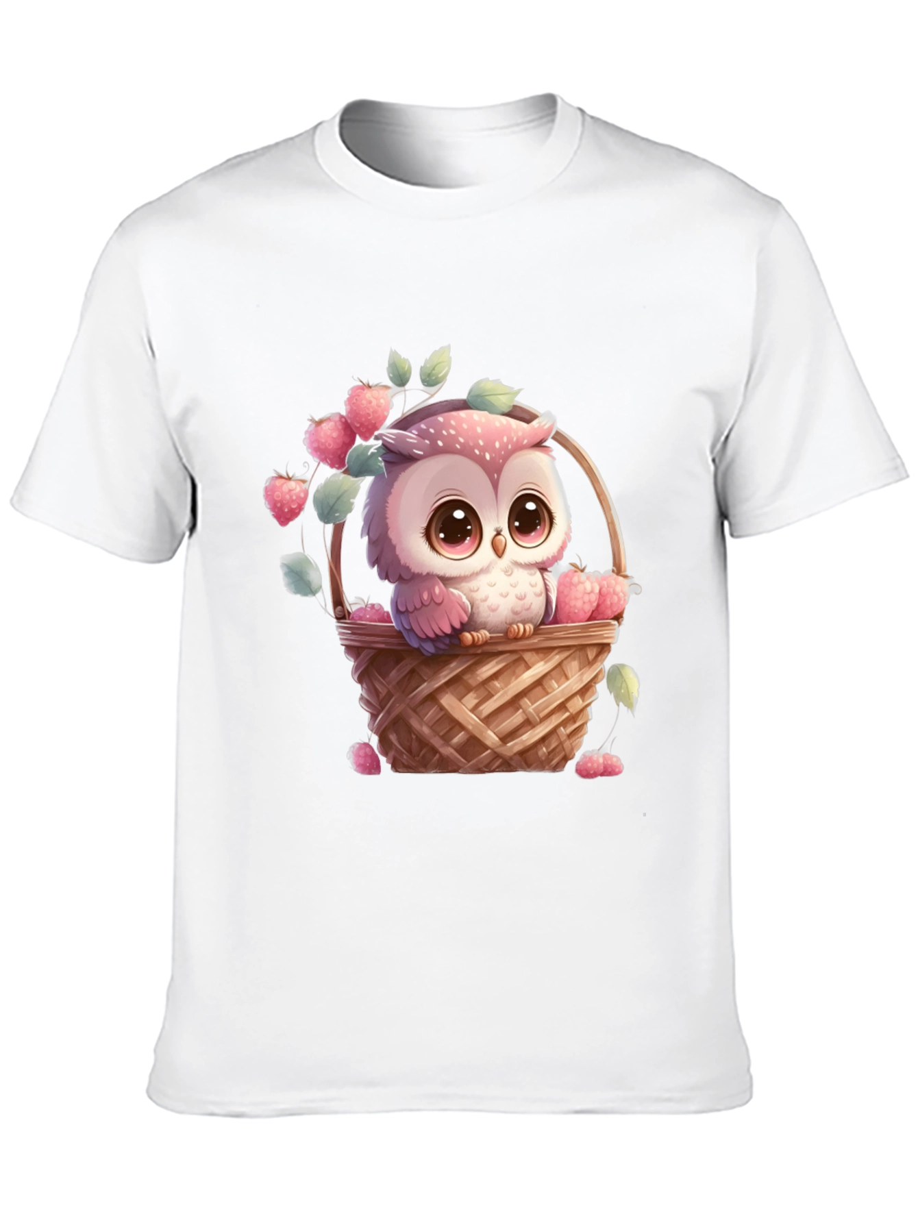Owl in Basket T-Shirt: Cute Cartoon Graphic Tee