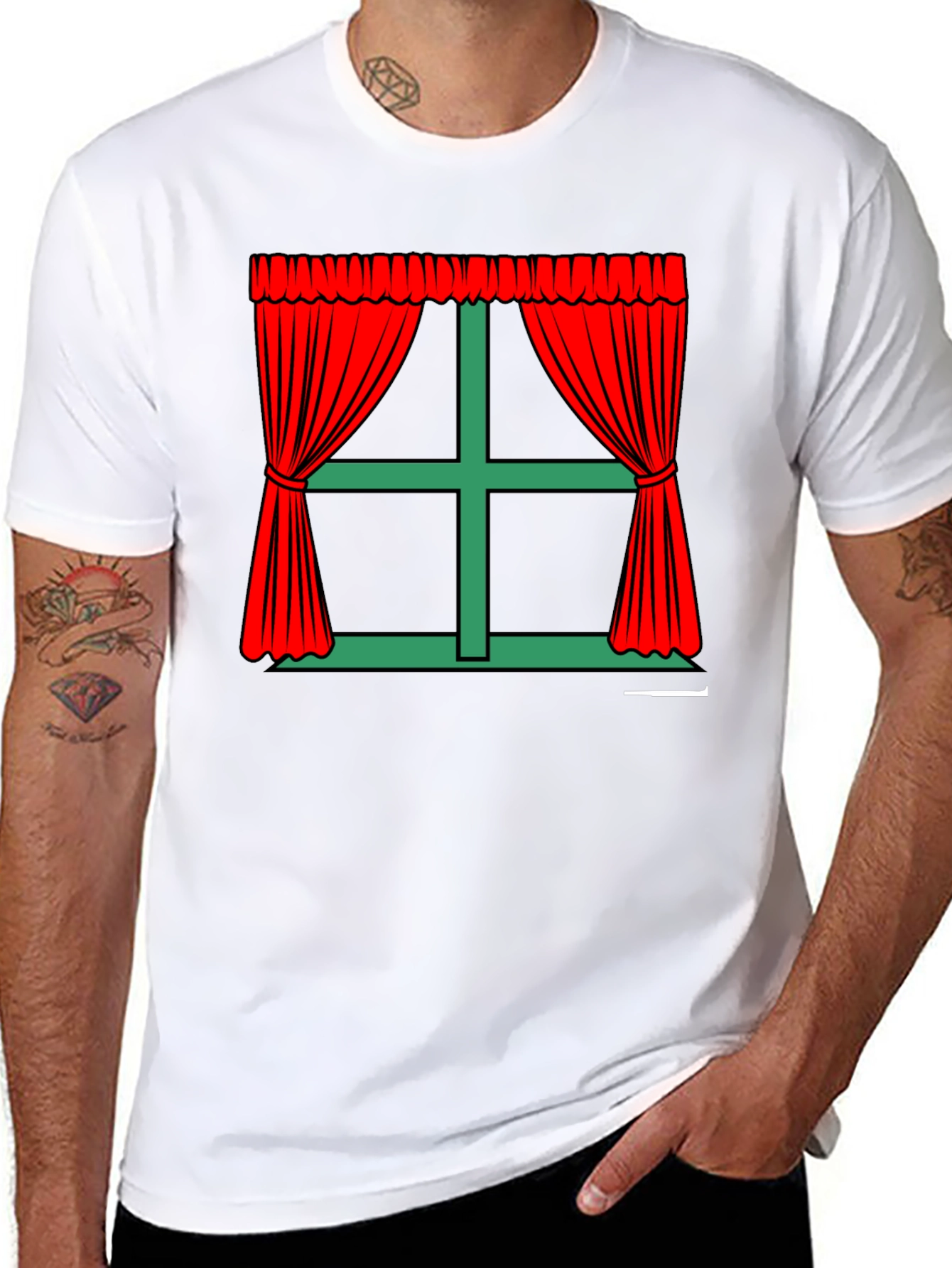 Window Curtains Graphic T-Shirt - Novelty Design