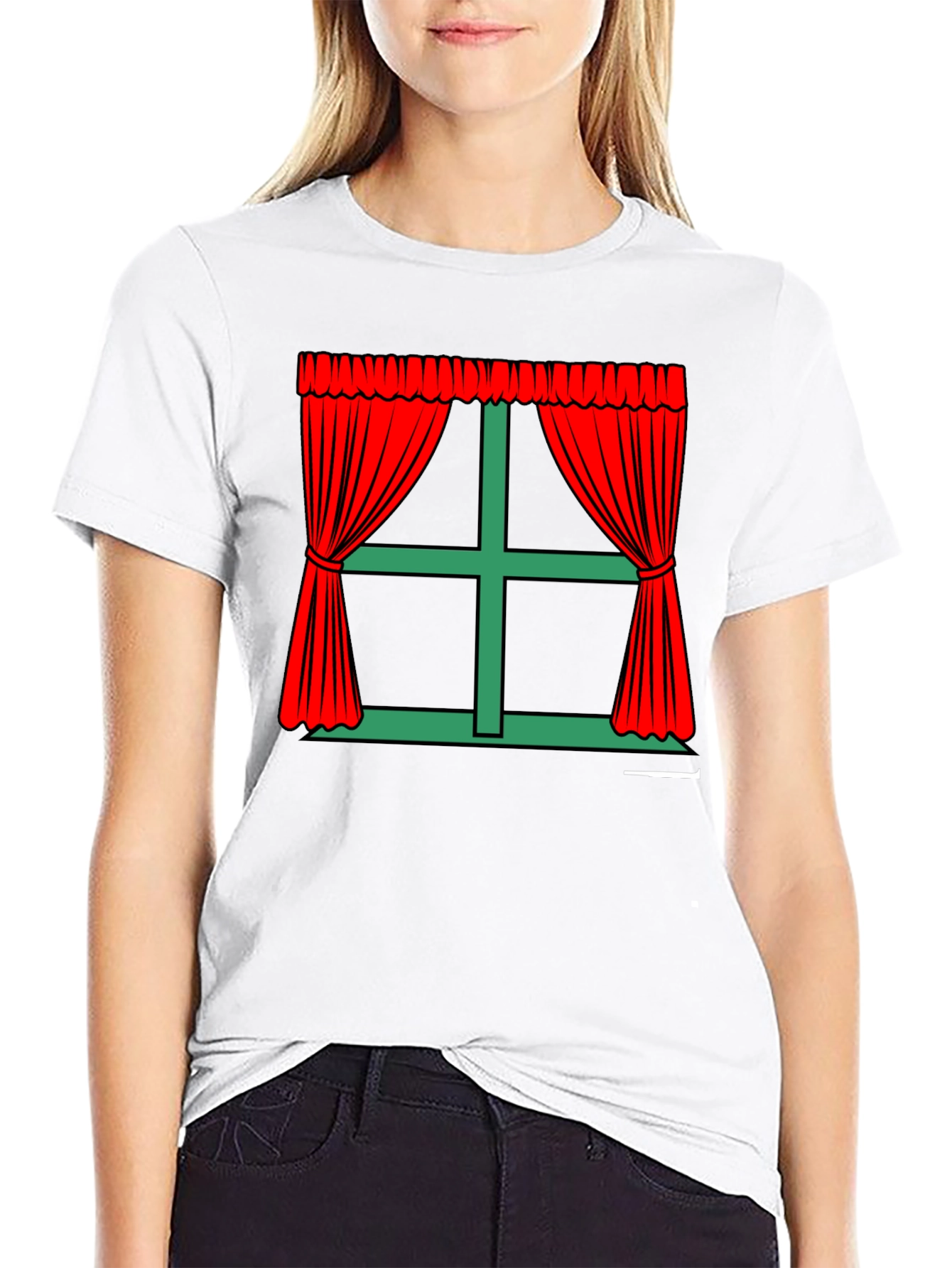Window Curtains Graphic T-Shirt - Novelty Design