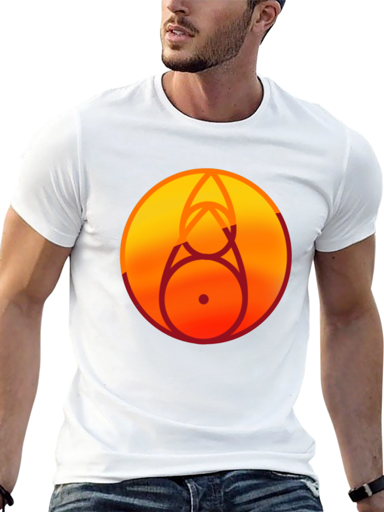 Geometric Circle Graphic Tee - Black