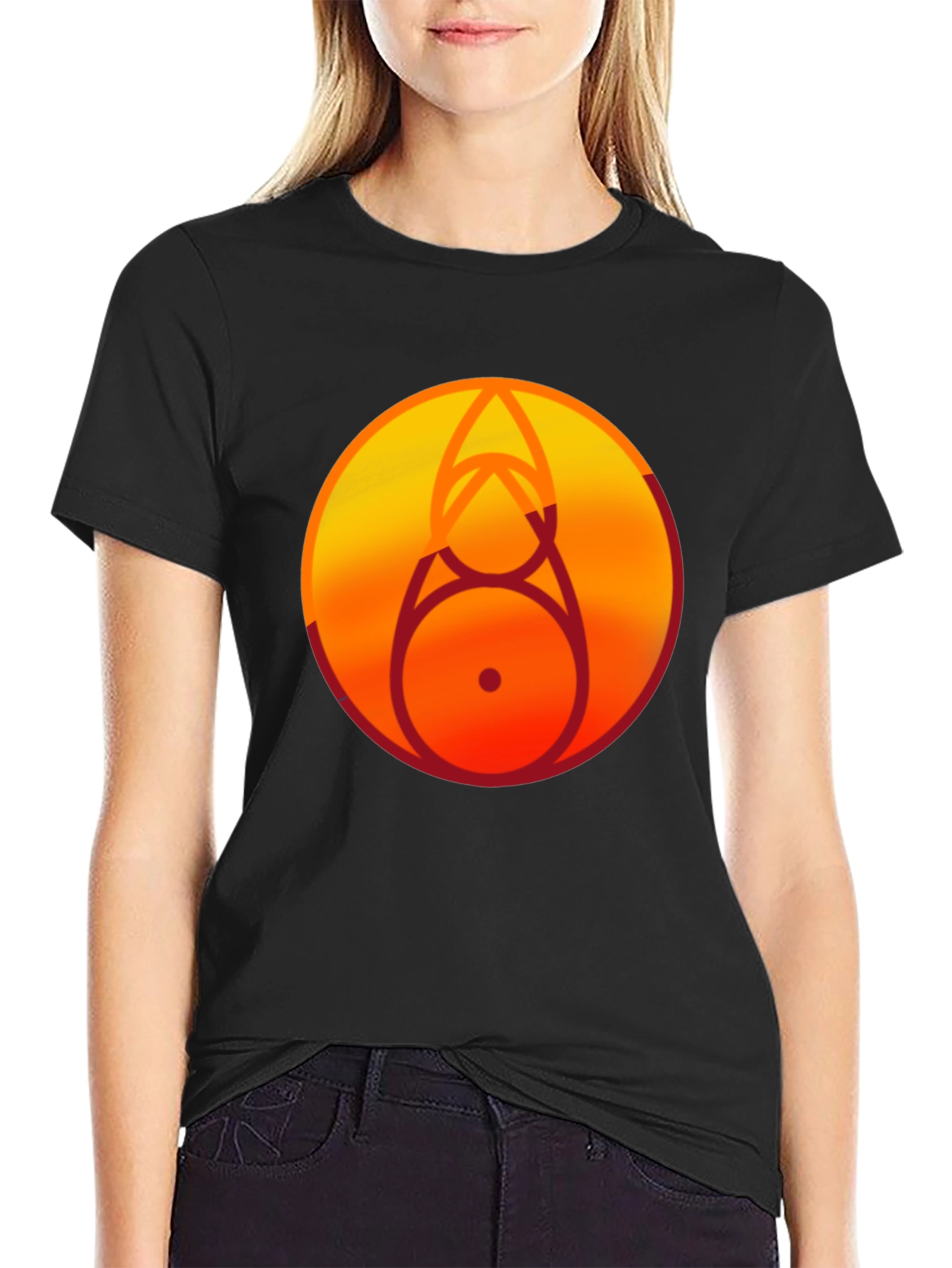 Geometric Circle Graphic Tee - Black