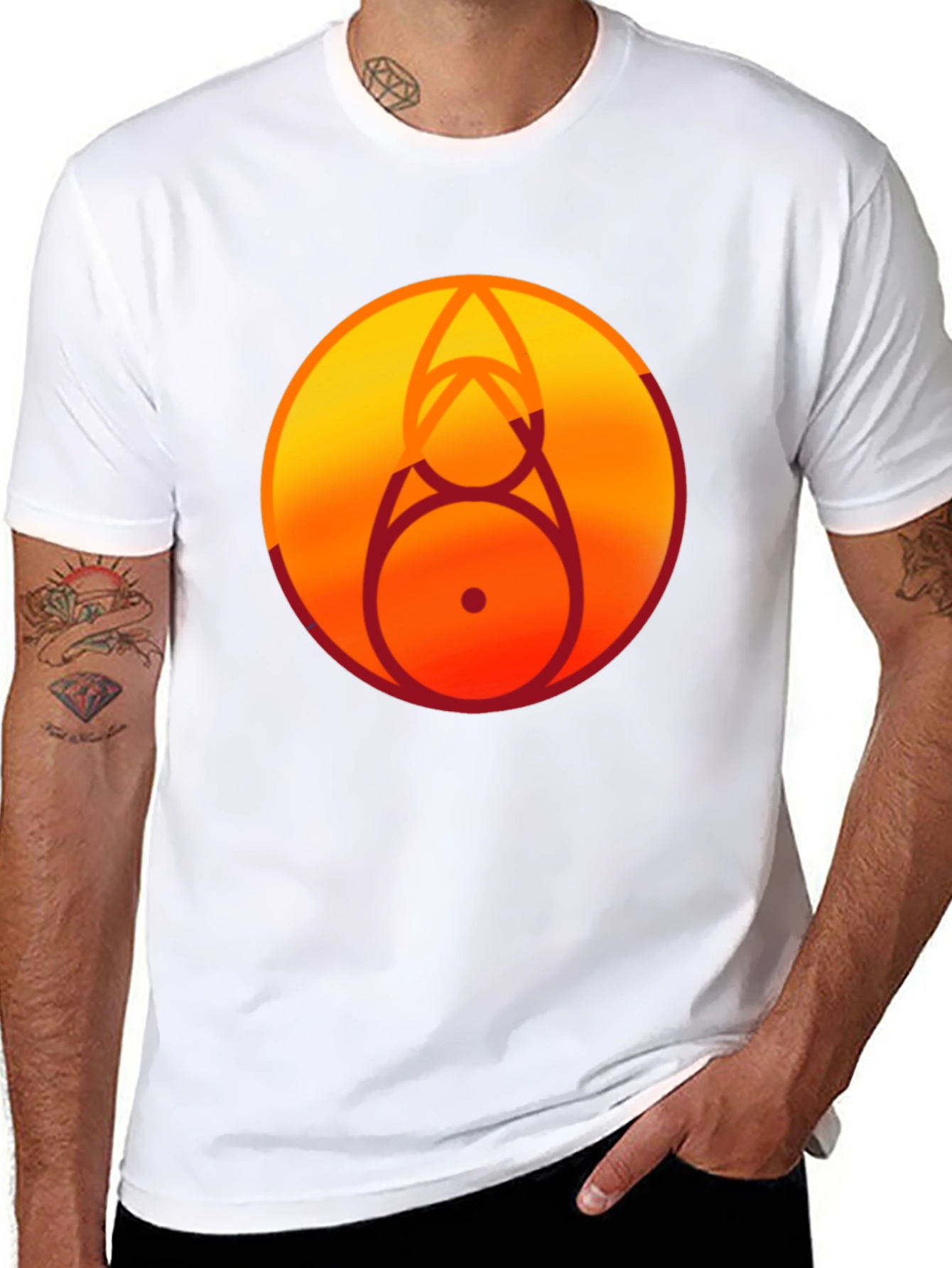 Geometric Circle Graphic Tee - Black