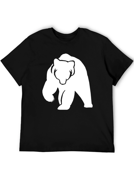 Bear Graphic Tee - Black Cotton Casual Shirt