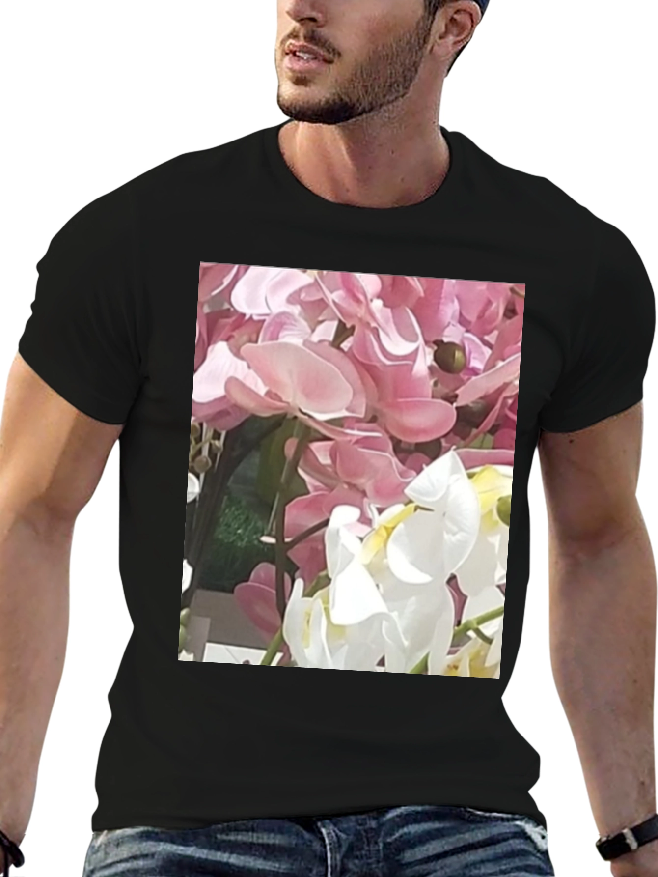 Floral T-Shirt with Pink and White Flowers