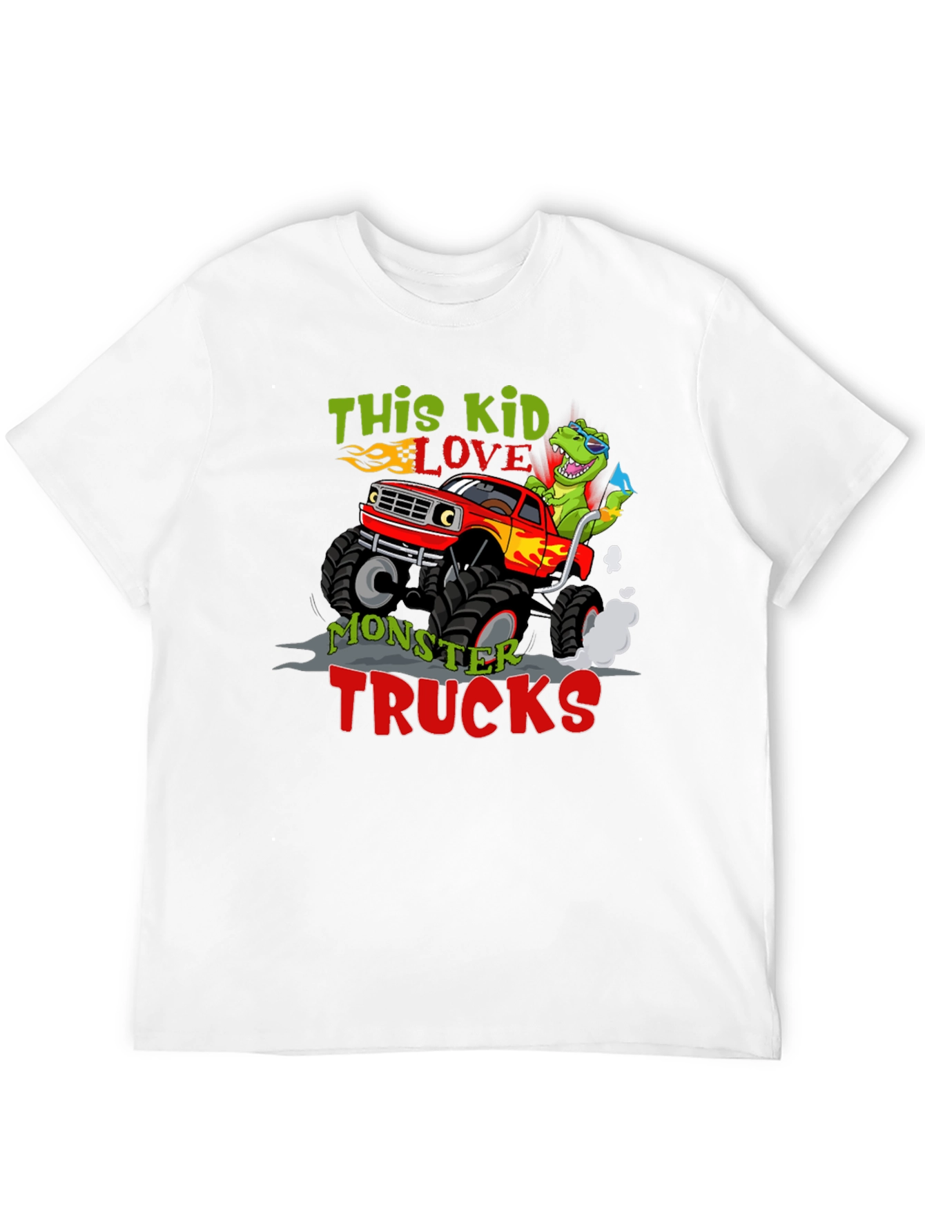 Kids Monster Truck Dinosaur Graphic Tee