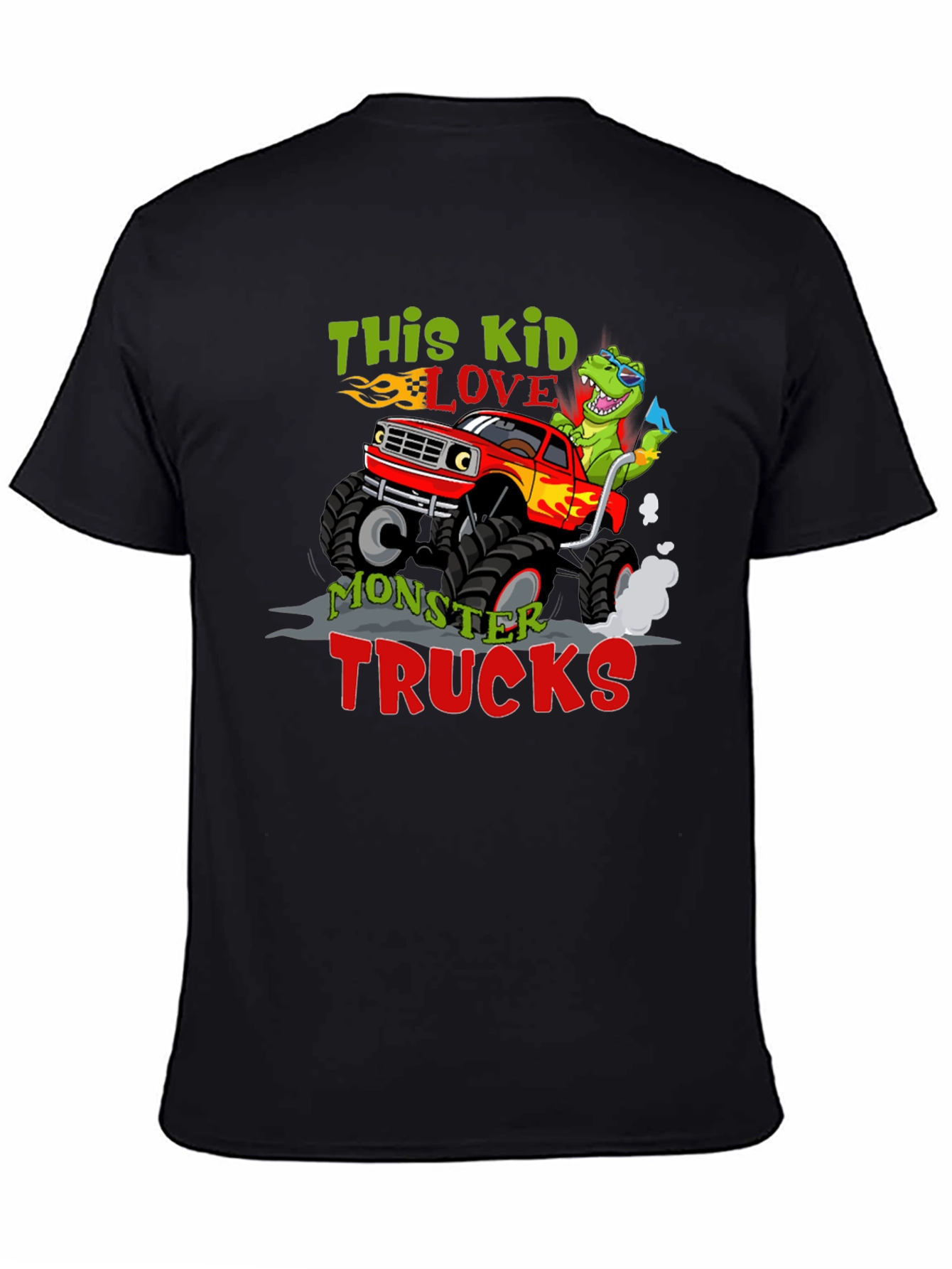 Kids Monster Truck Dinosaur Graphic Tee