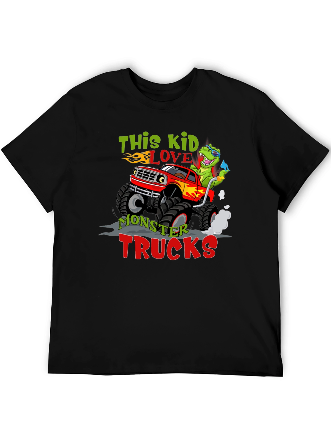 Kids Monster Truck Dinosaur Graphic Tee