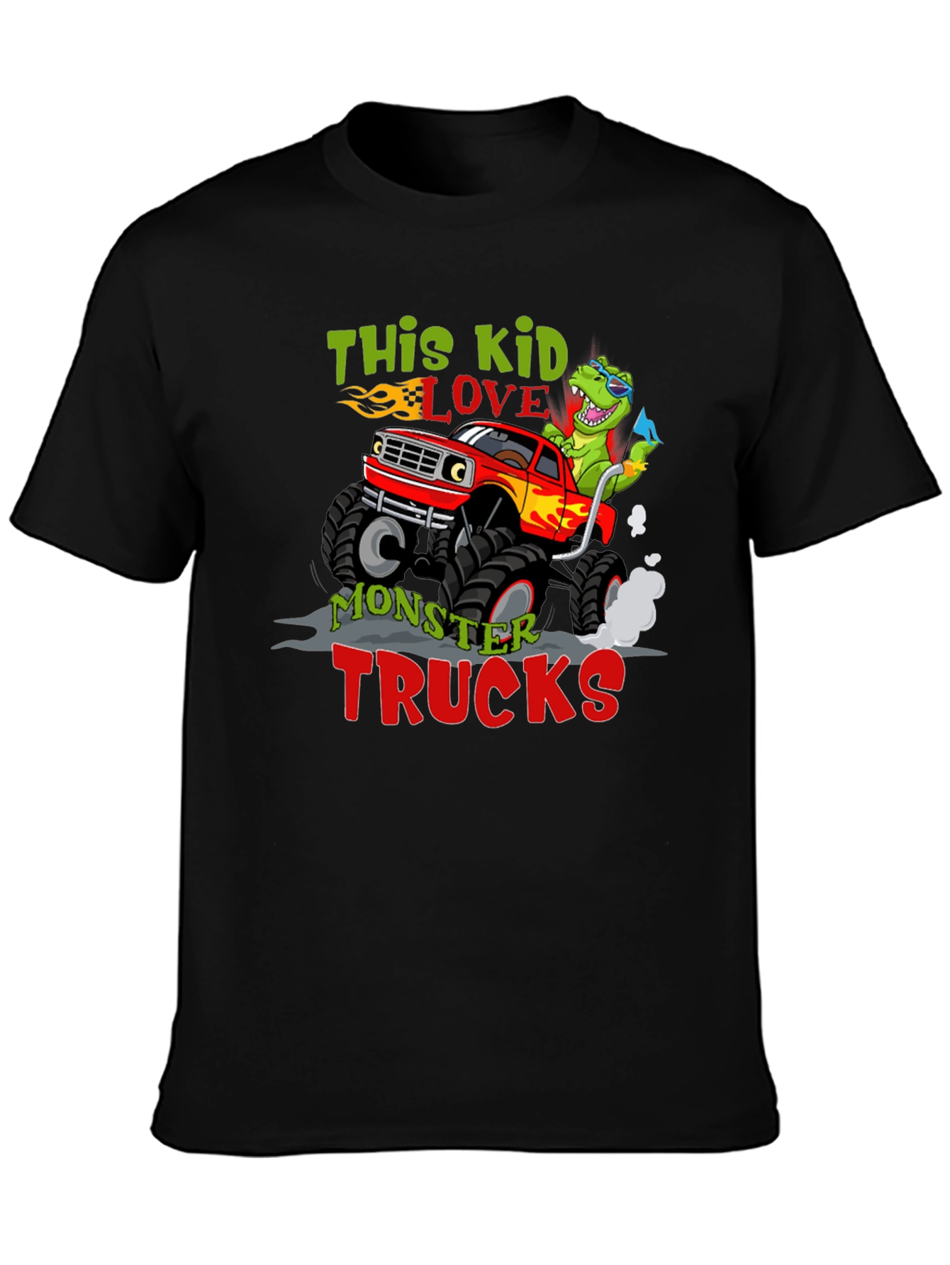 Kids Monster Truck Dinosaur Graphic Tee